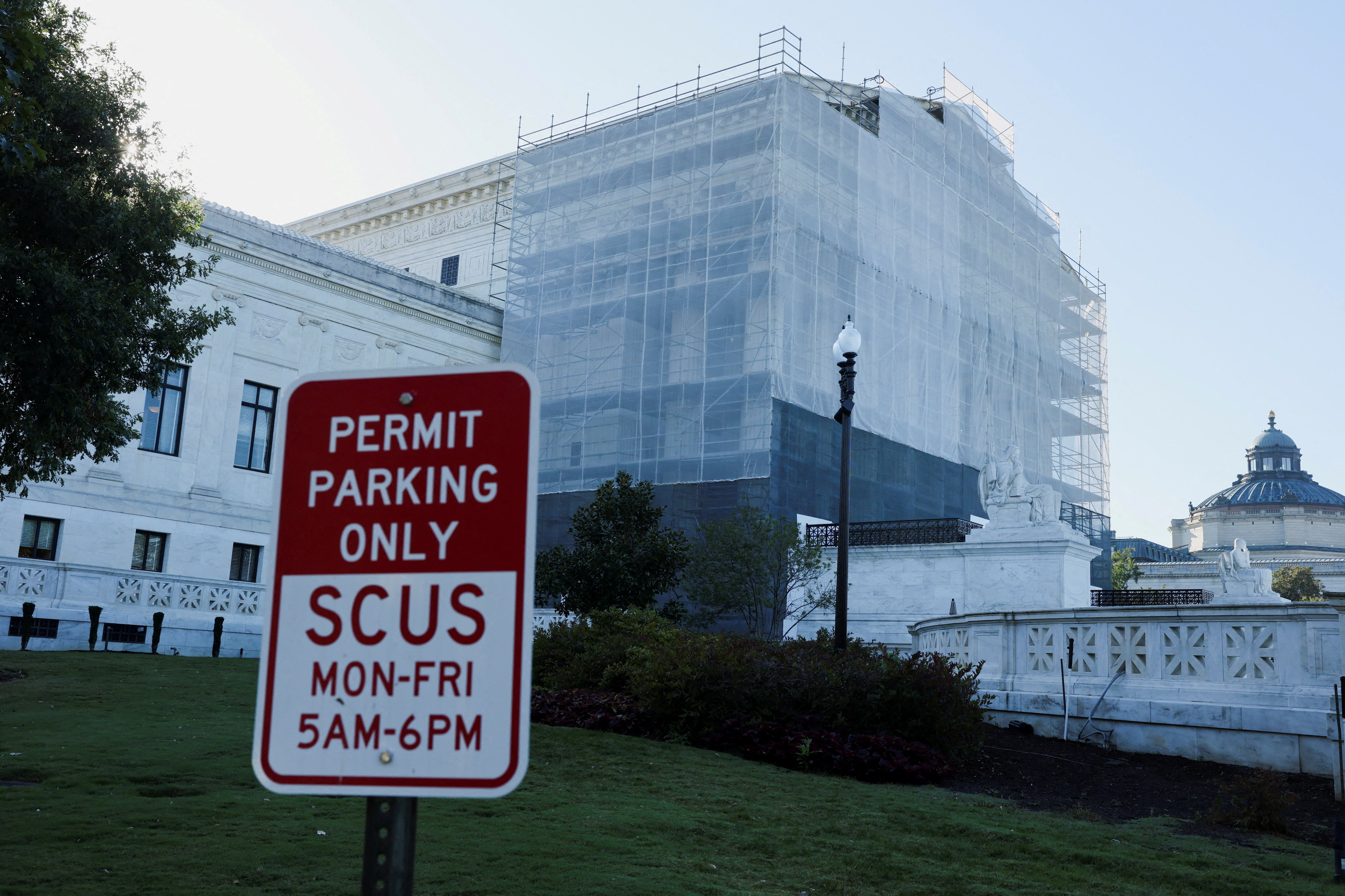 The US Supreme Court covered with scaffolding