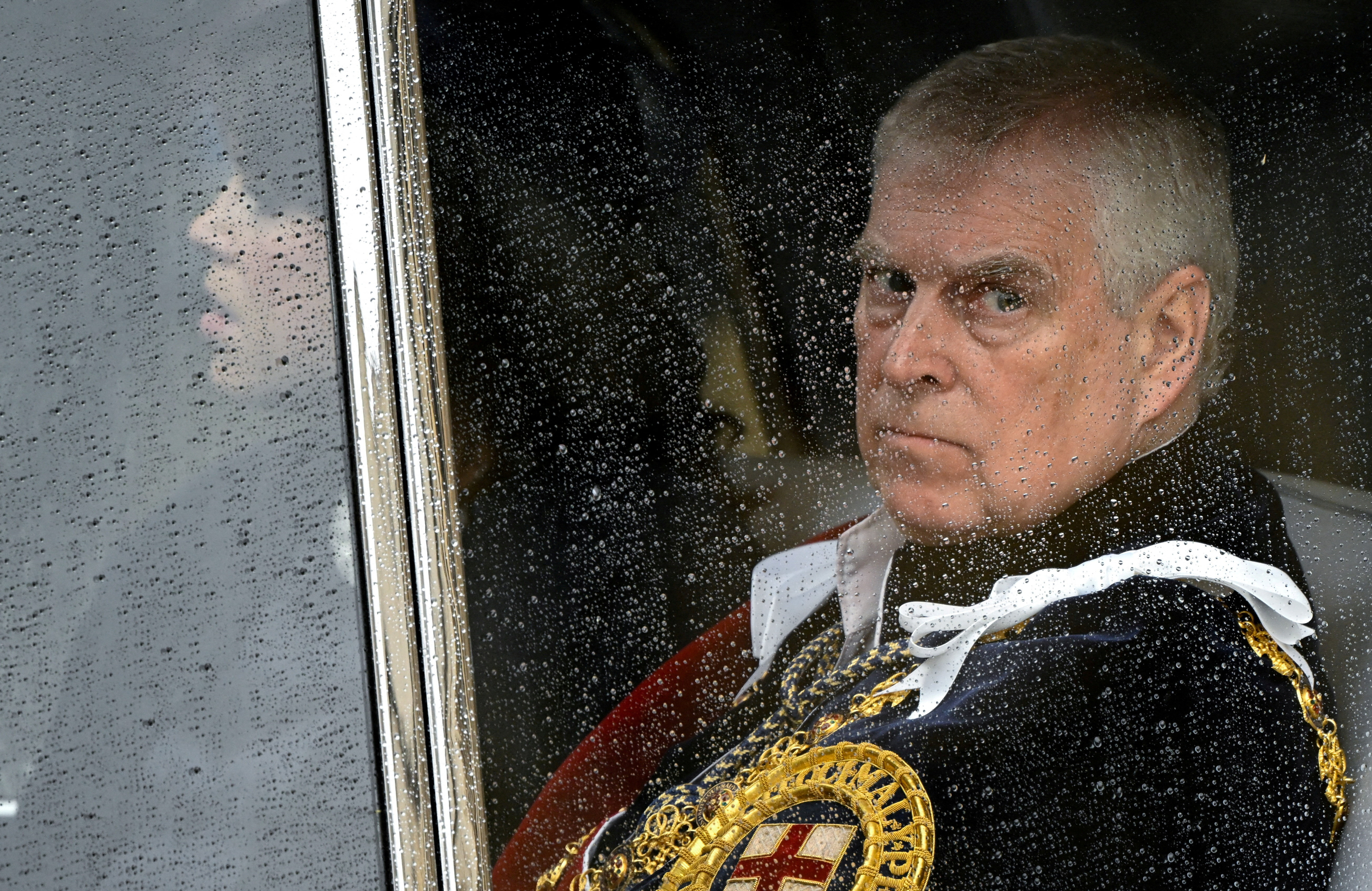 Britain's Prince Andrew leaves Westminster Abbey.