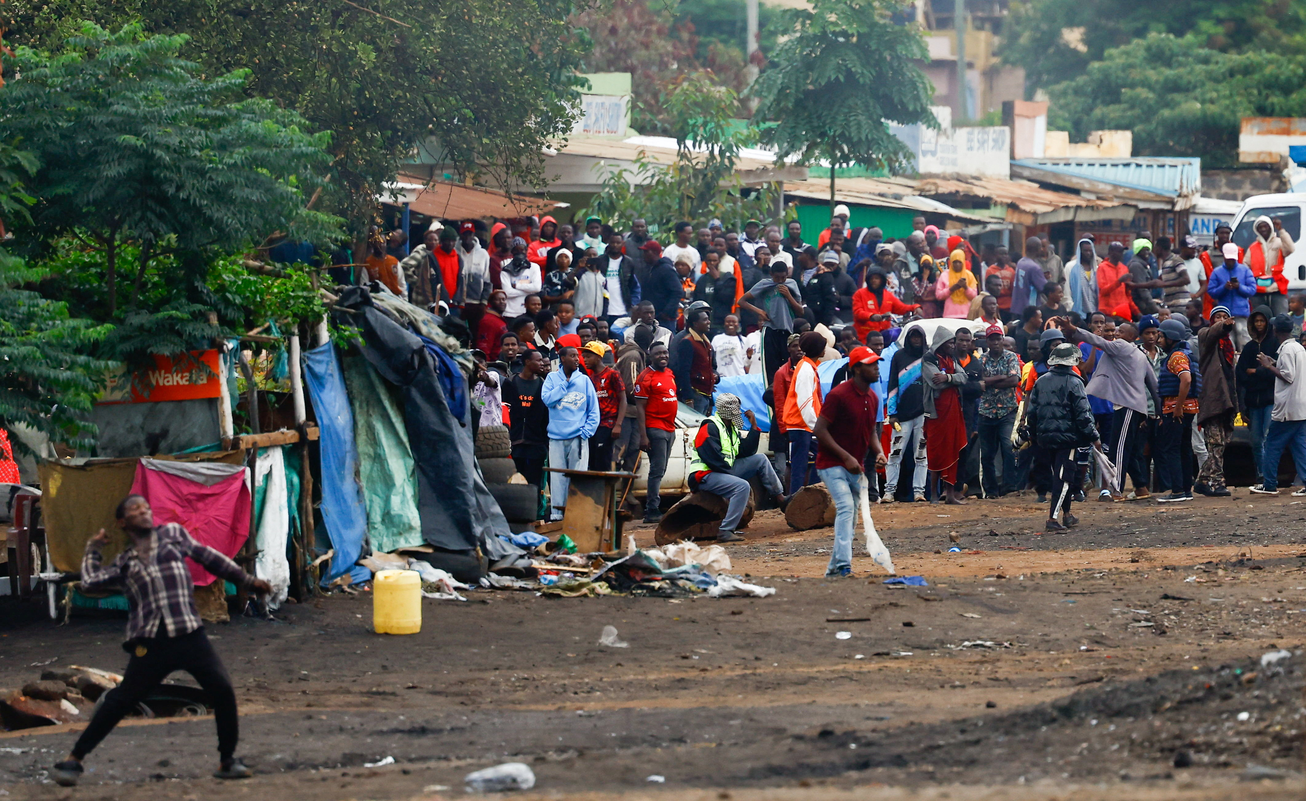 Demonstrators participate in a protest a day after Tanzania's elections.