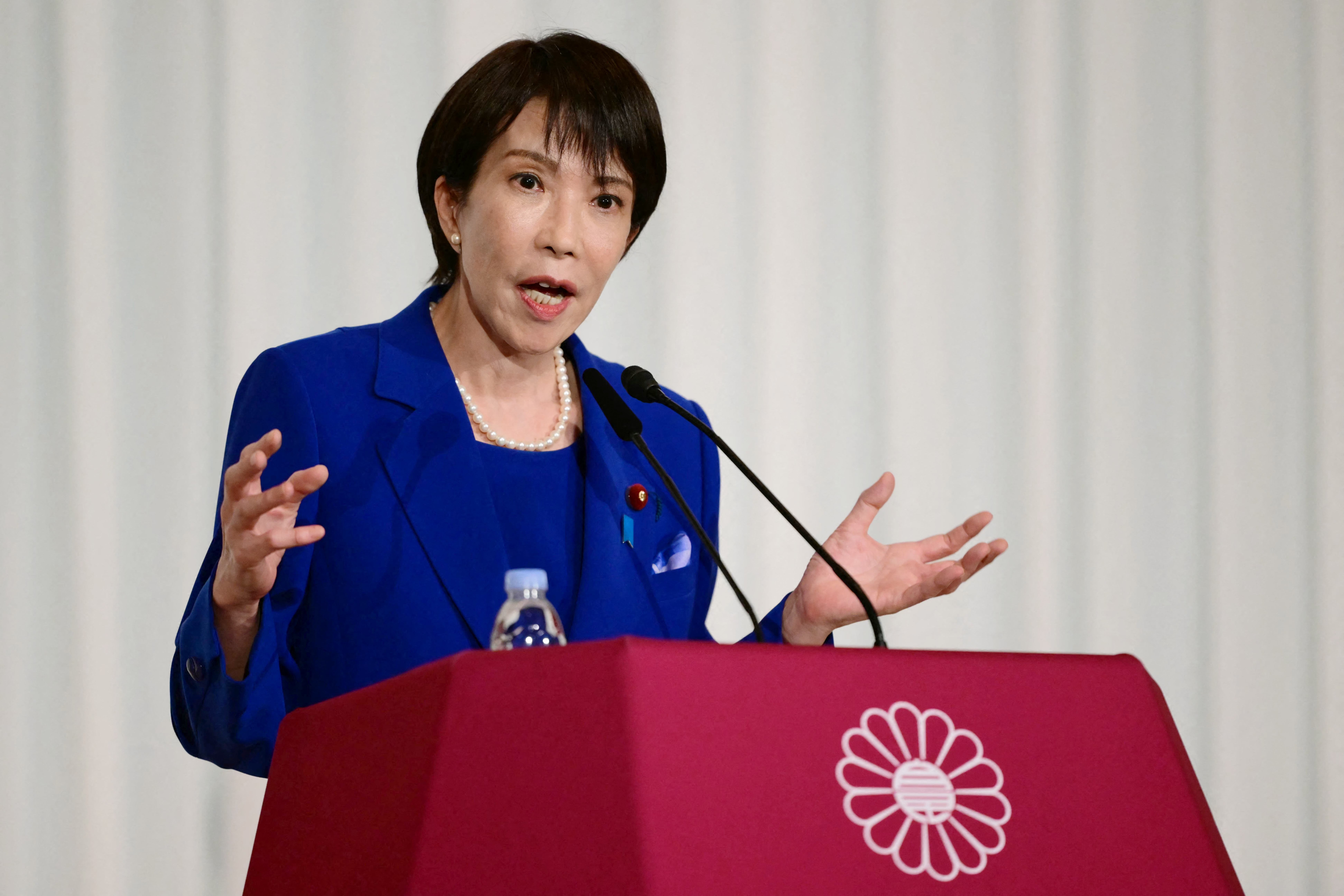 Sanae Takaichi, the newly-elected leader of Japan's ruling party, the Liberal Democratic Party (LDP), attends a press conference after the LDP presidential election in Tokyo on October 4, 2025