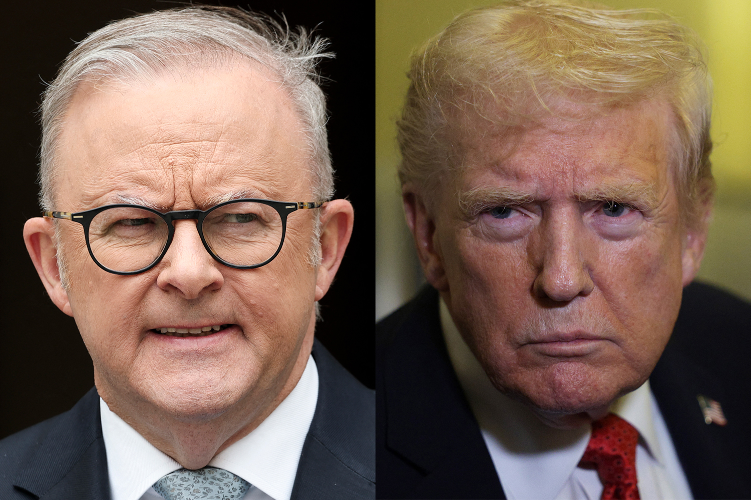 Combination photo shows Anthony Albanese (L) and Donald Trump.