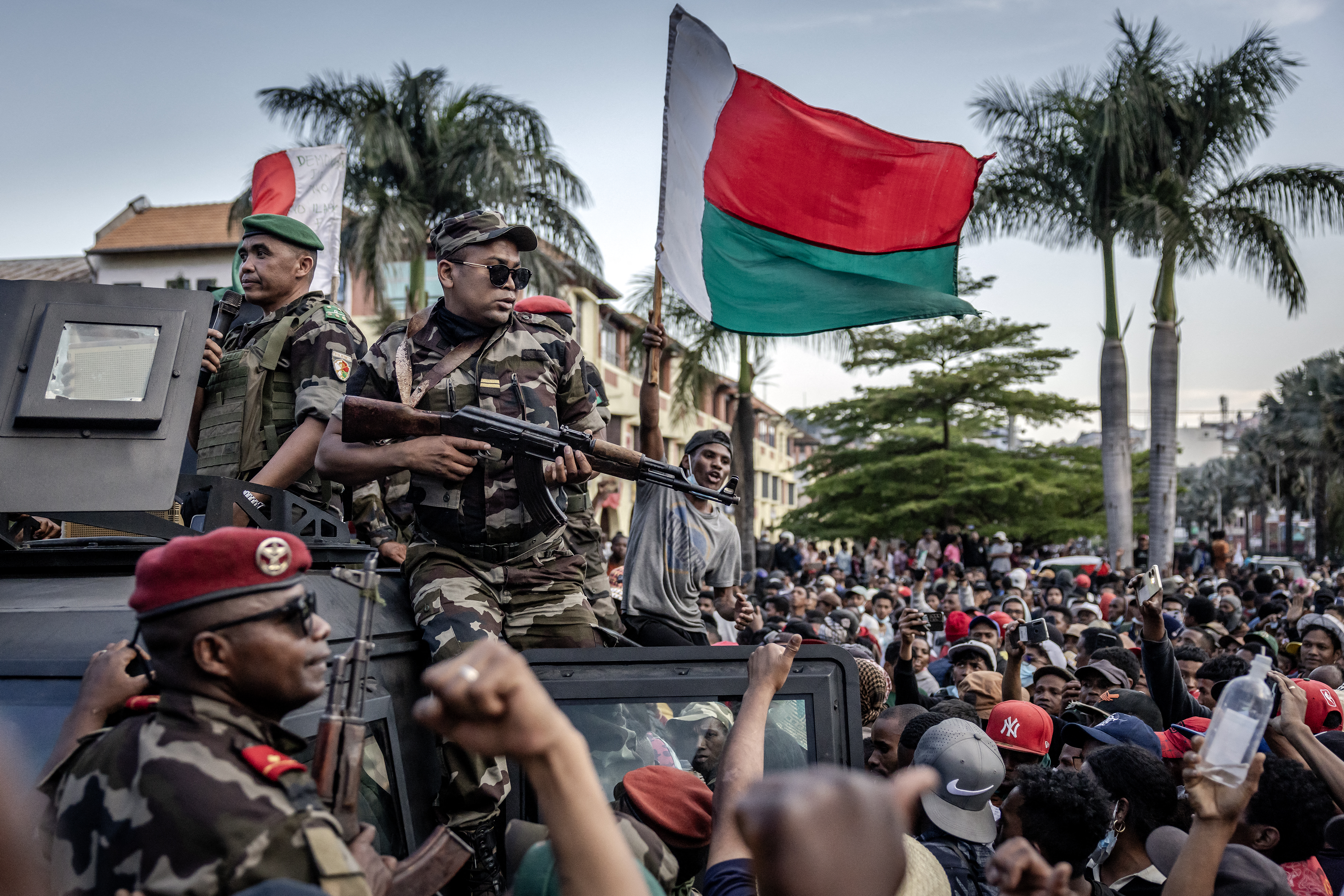 Madagascar soldiers and protesters