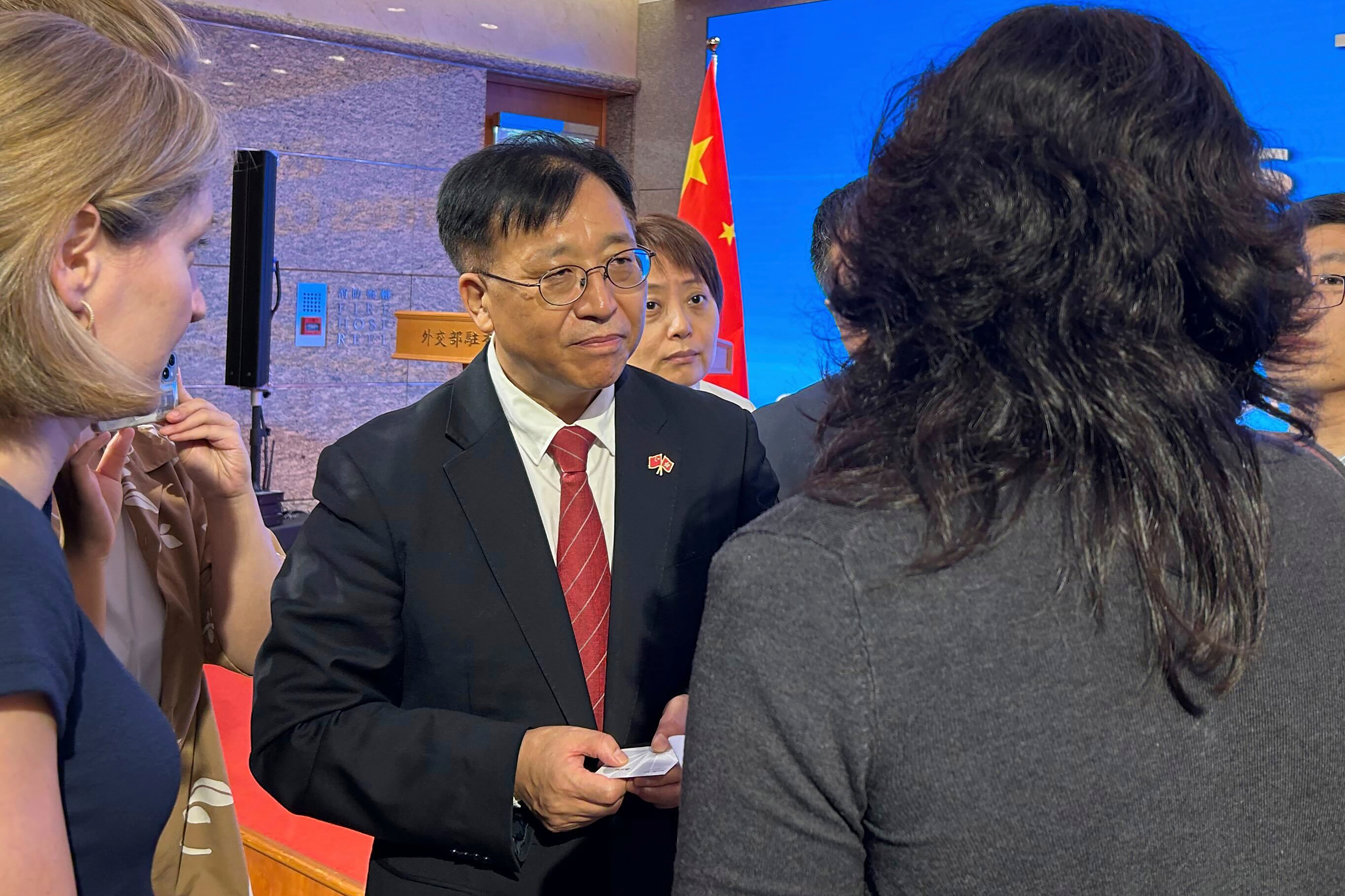 FILE - Cui Jianchun, Commissioner of China's Foreign Ministry in Hong Kong, meets with the press, in Hong Kong, on July 30, 2024 (AP Photo/Kanis Leung, File)
