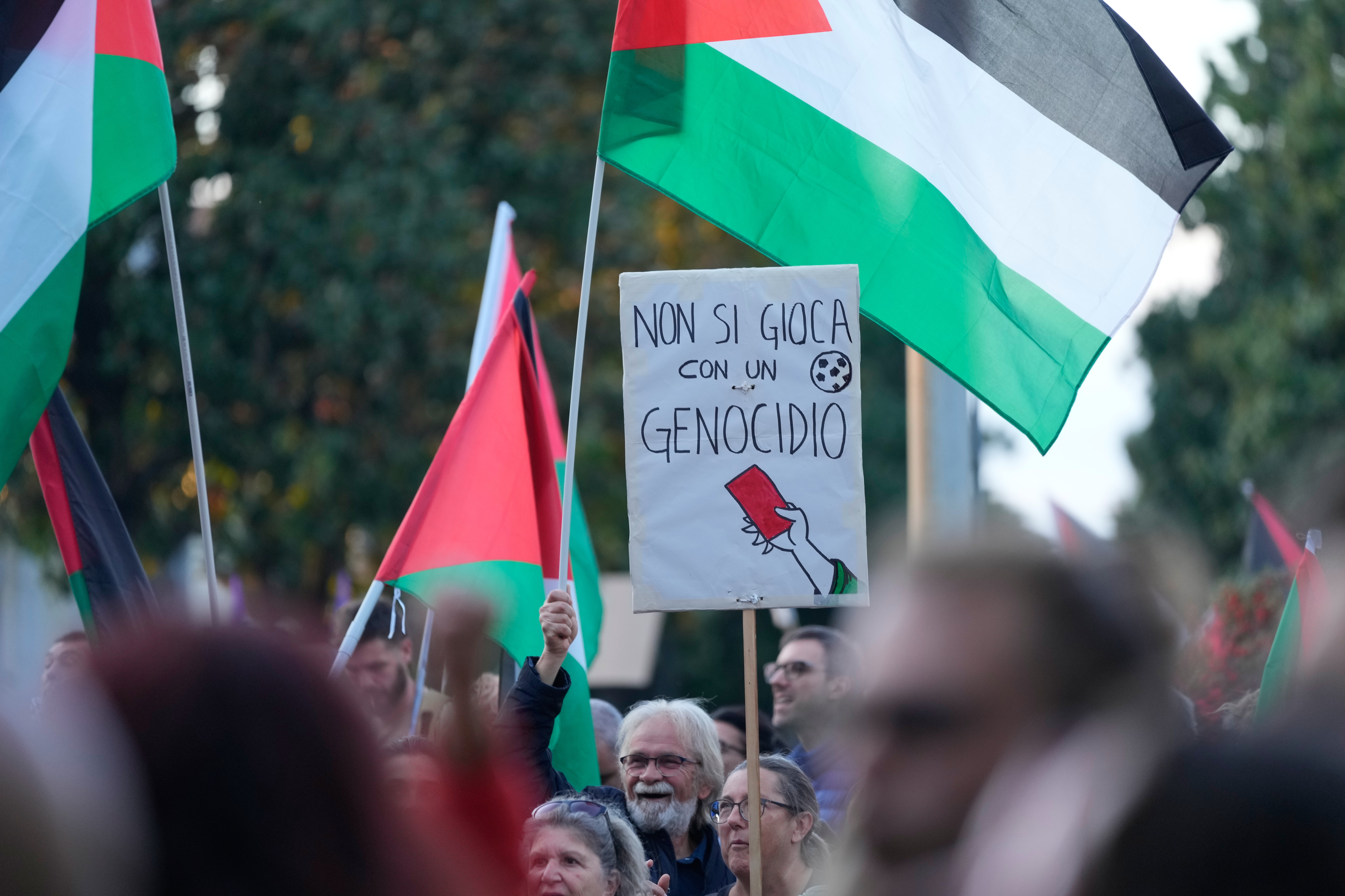 People march in Italy demanding Israel boycott before World Cup qualifier