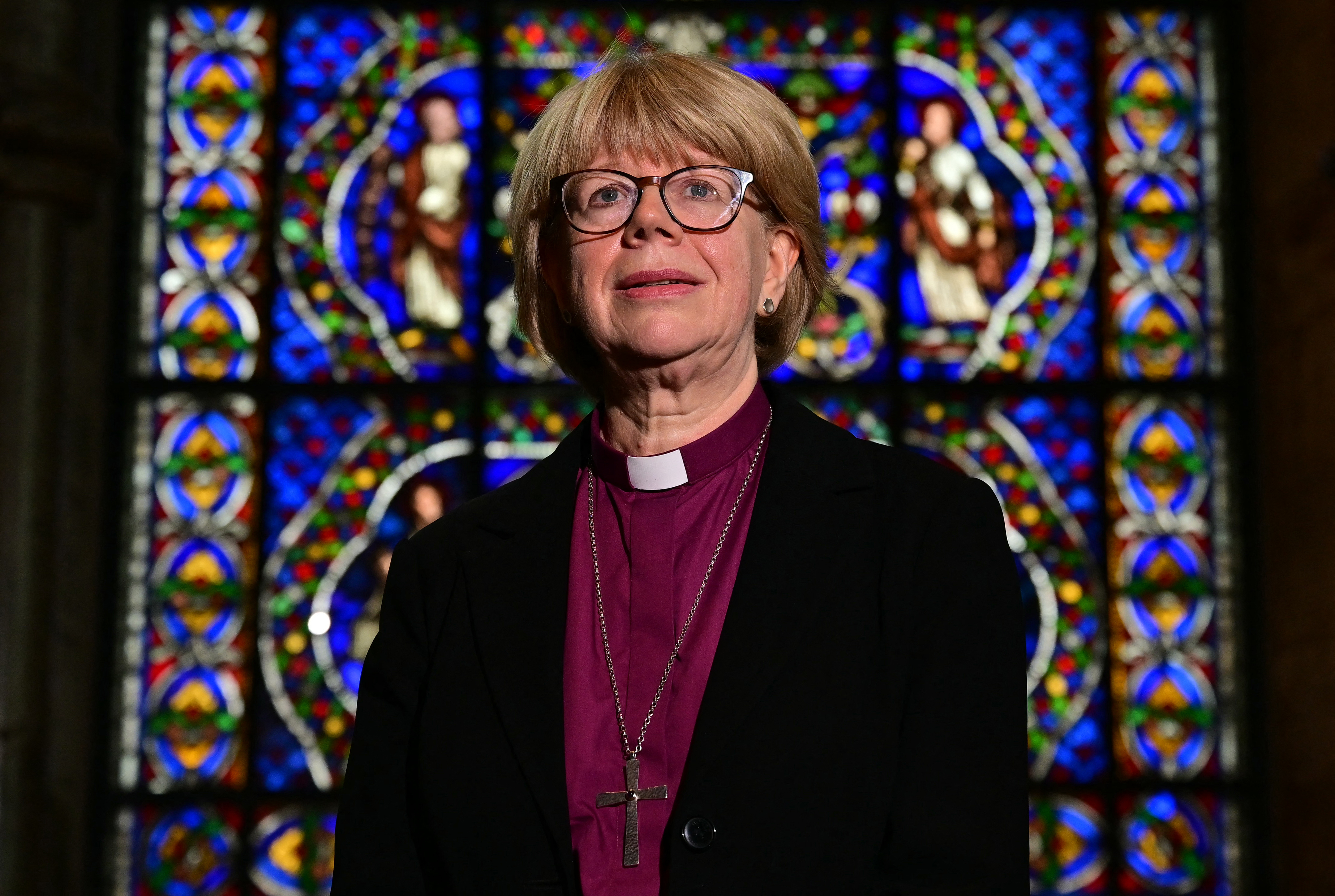 Britain's new Archbishop of Canterbury-designate, Sarah Mullally, poses for a photograph in The Corona Chapel at Canterbury Cathedral, south east England on October 3, 2025, following the announcement of her posting.