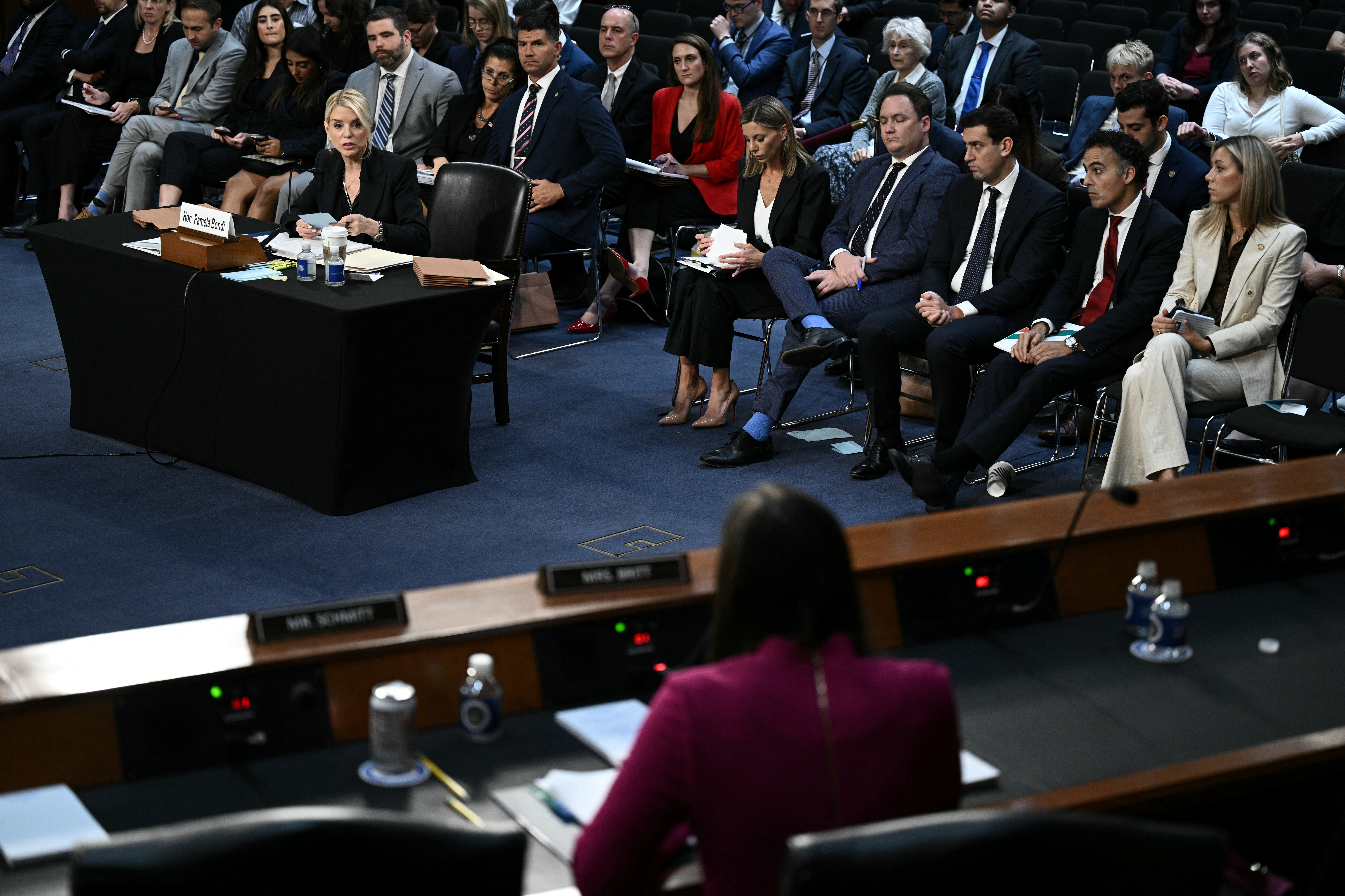 US Attorney General Pam Bondi testifies during a Senate Judiciary Committee hearing on oversight of the Department of Justice, on Capitol Hill in Washington, DC, October 7, 2025.