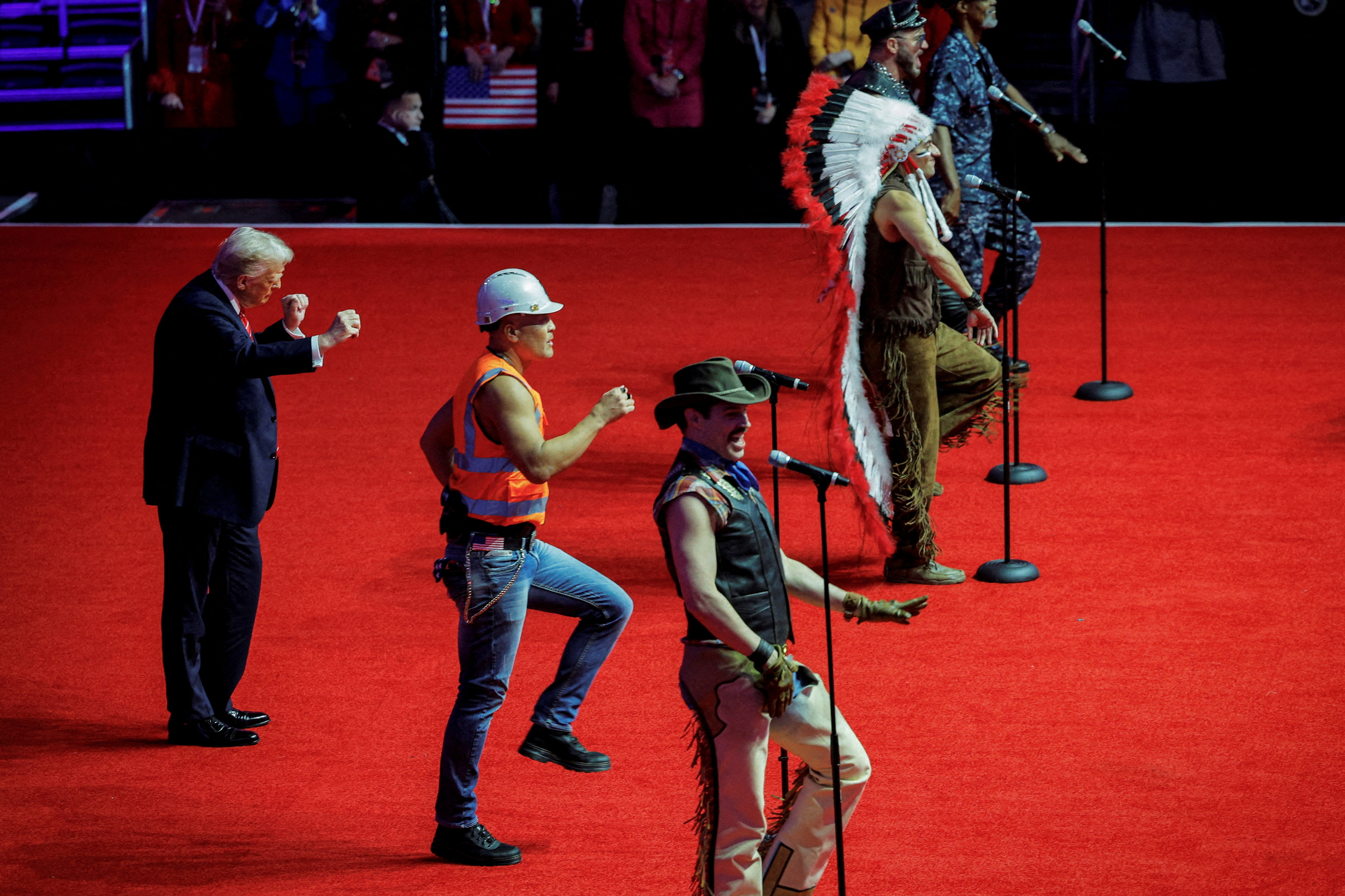 Donald Trump dances with the Village People
