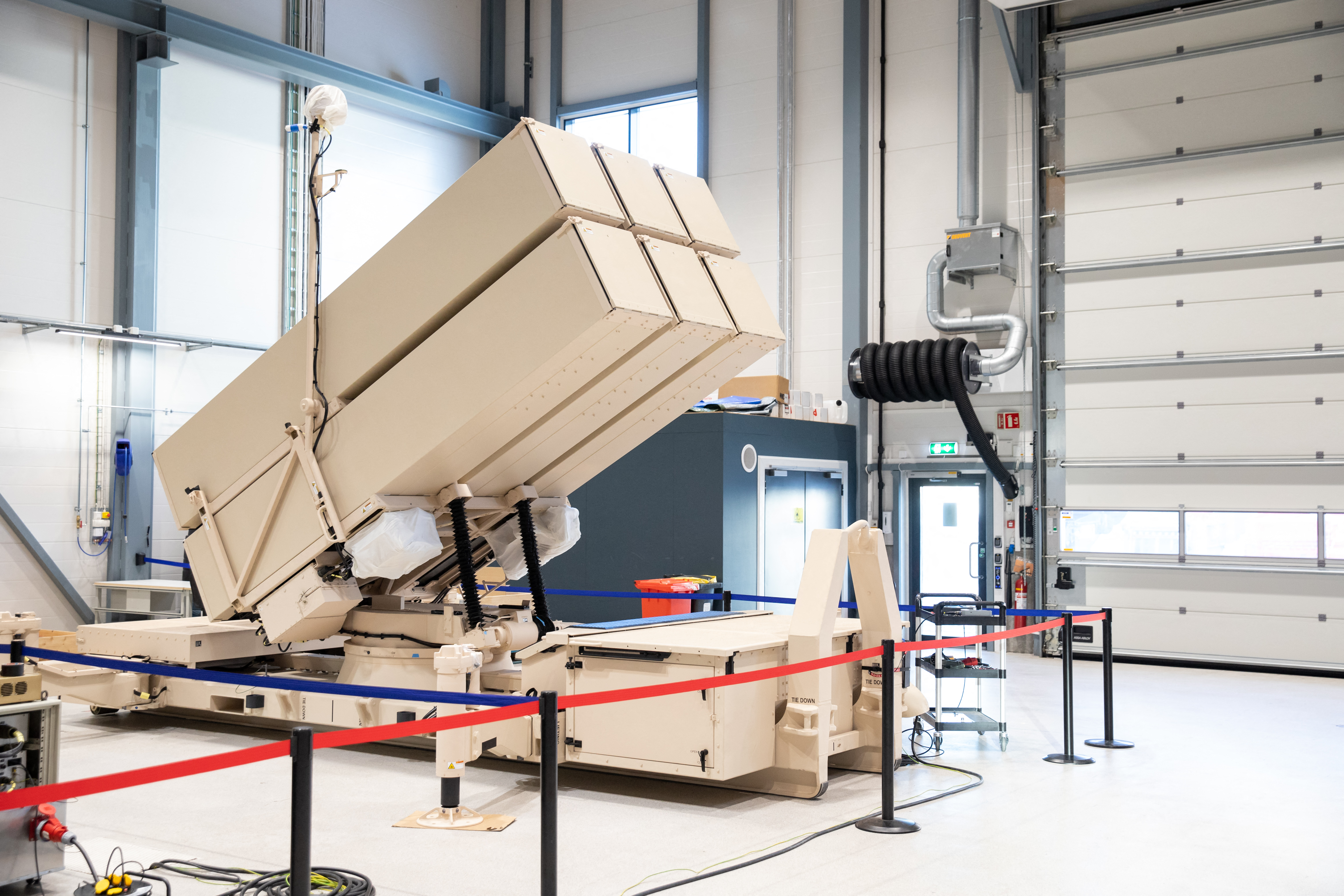 A NASAMS surface-to-air missile launcher during production in Kongsberg, Norway