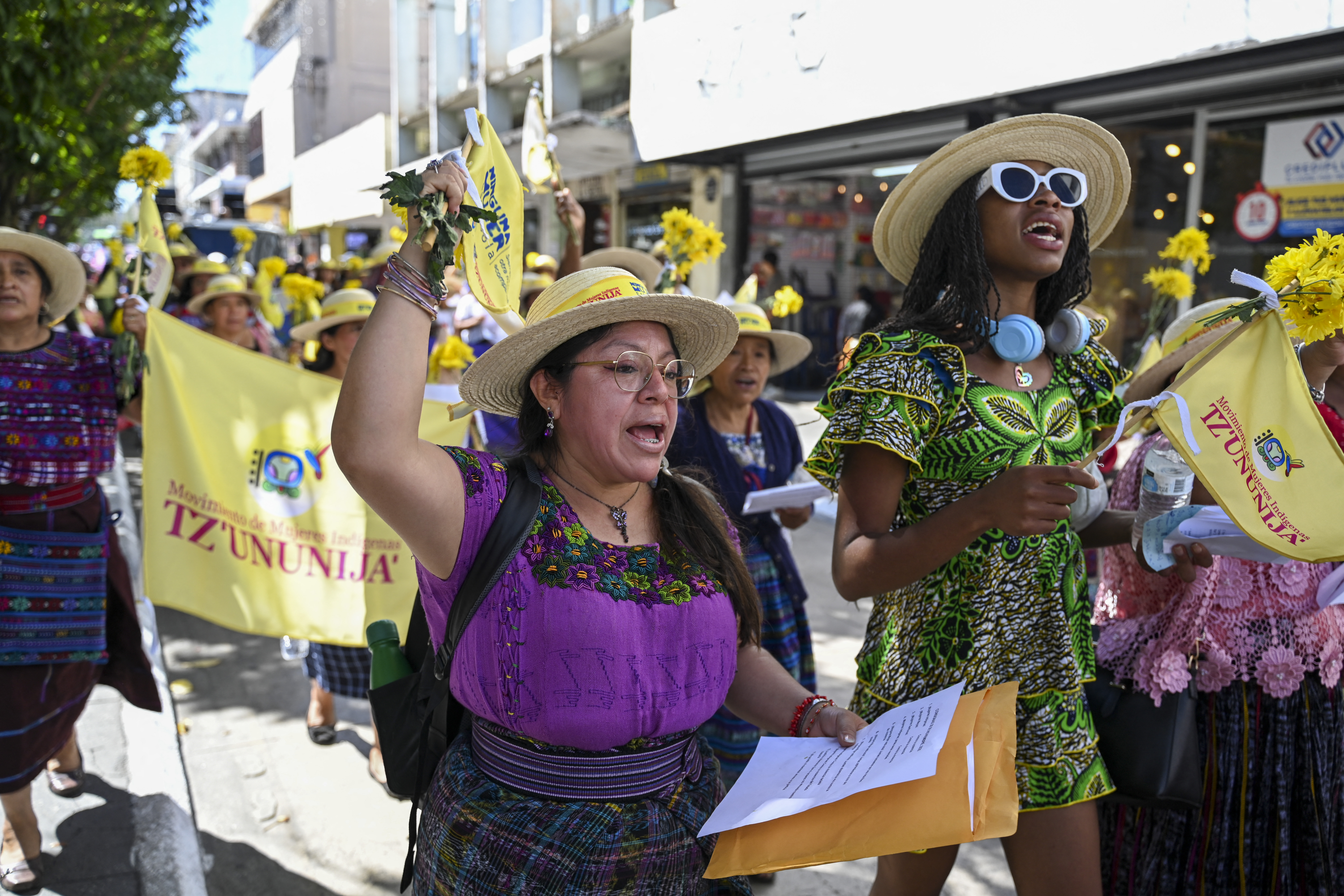 Women take part in a demonstration on the International Day for the Elimination of Violence against Women in Guatemala City,