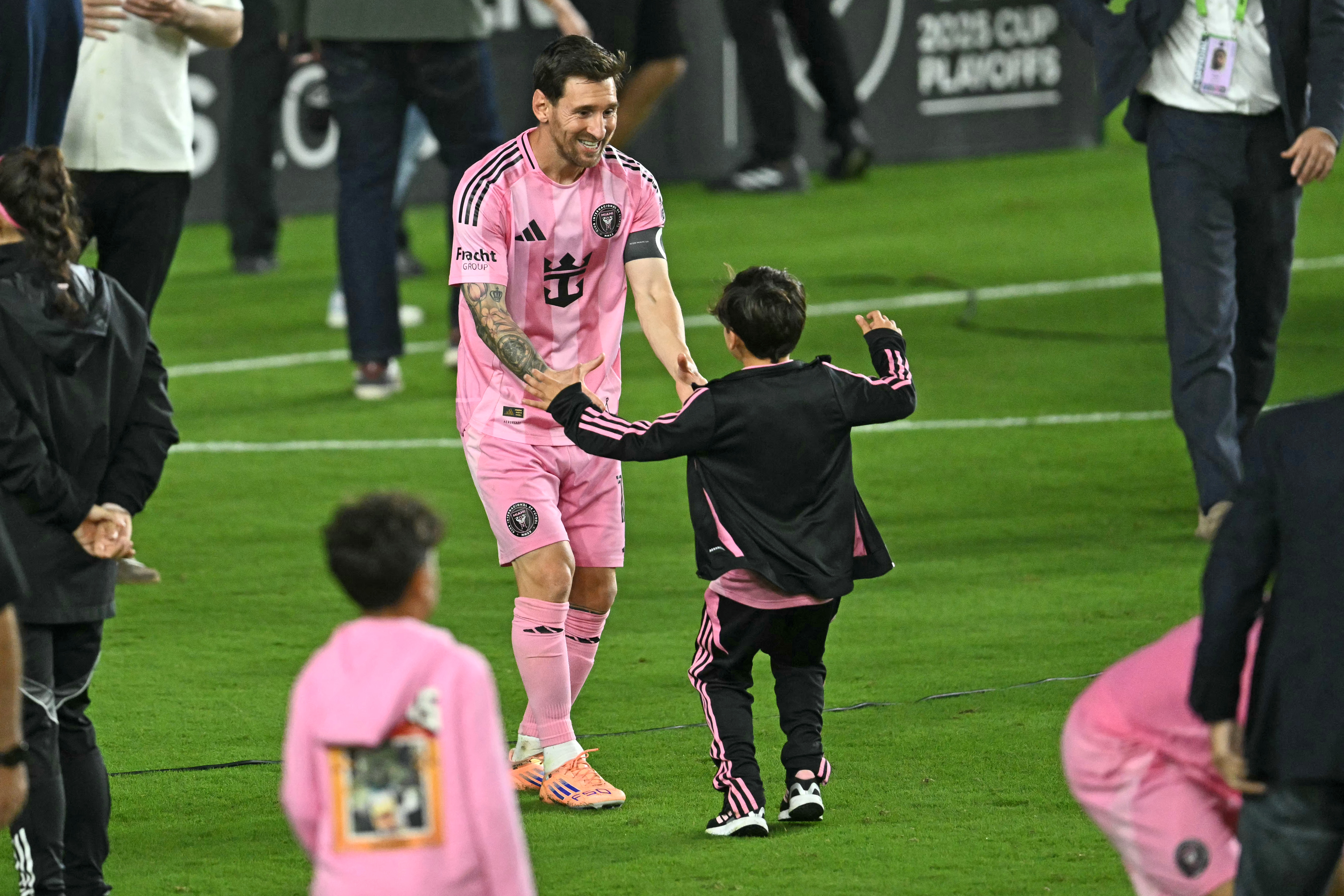 Lionel Messi reacts.