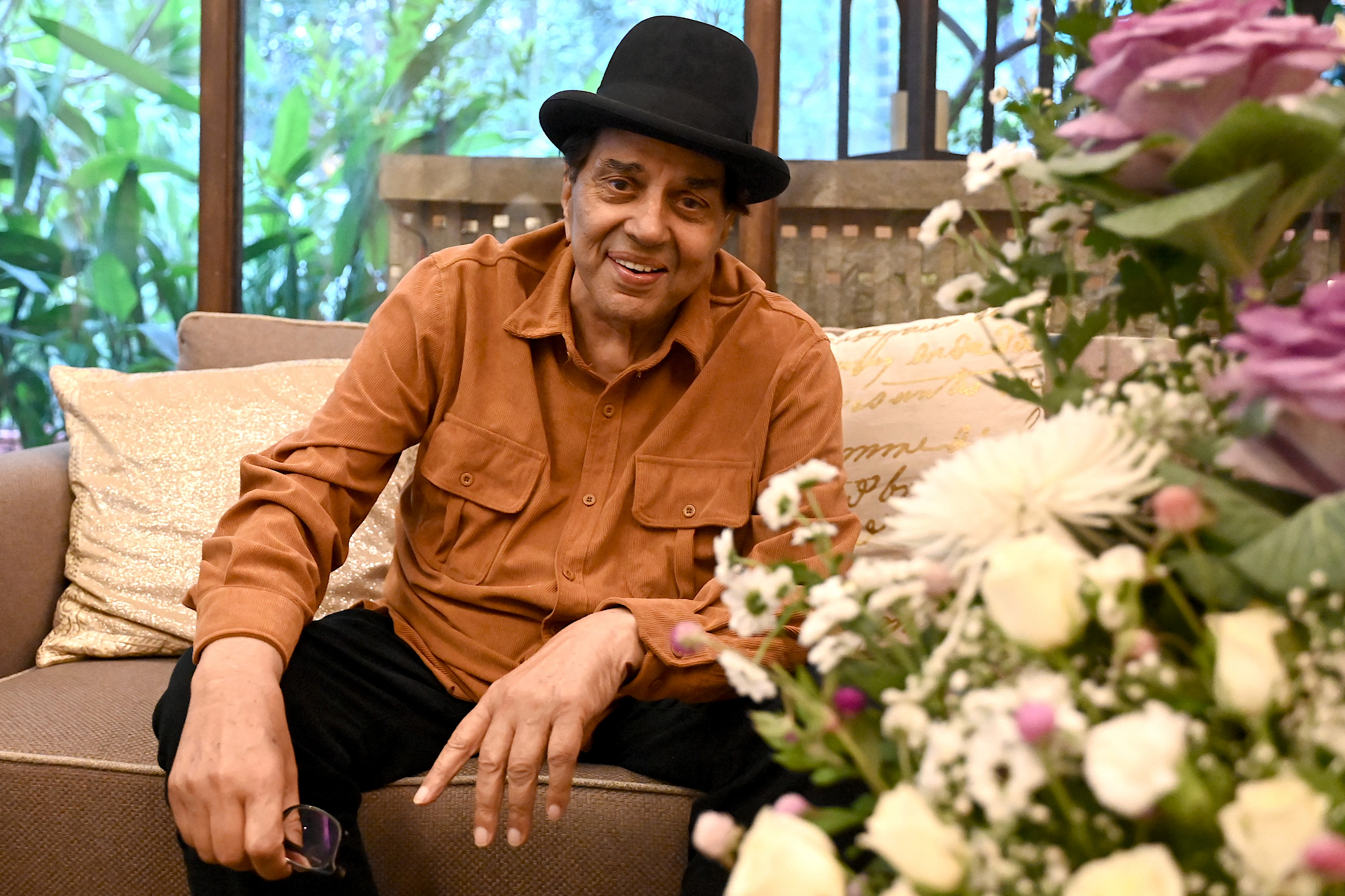 Bollywood actor Dharmendra poses for a photo.