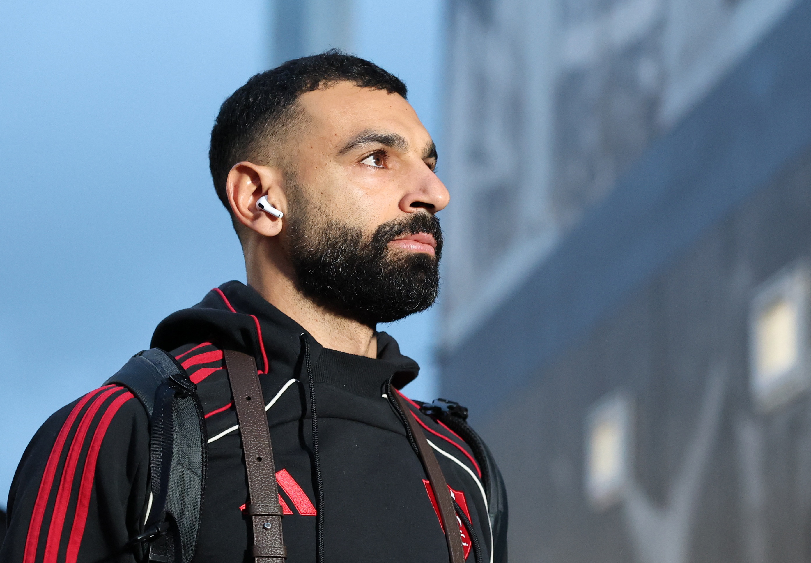 Mohamed Salah arriving for a Liverpool game