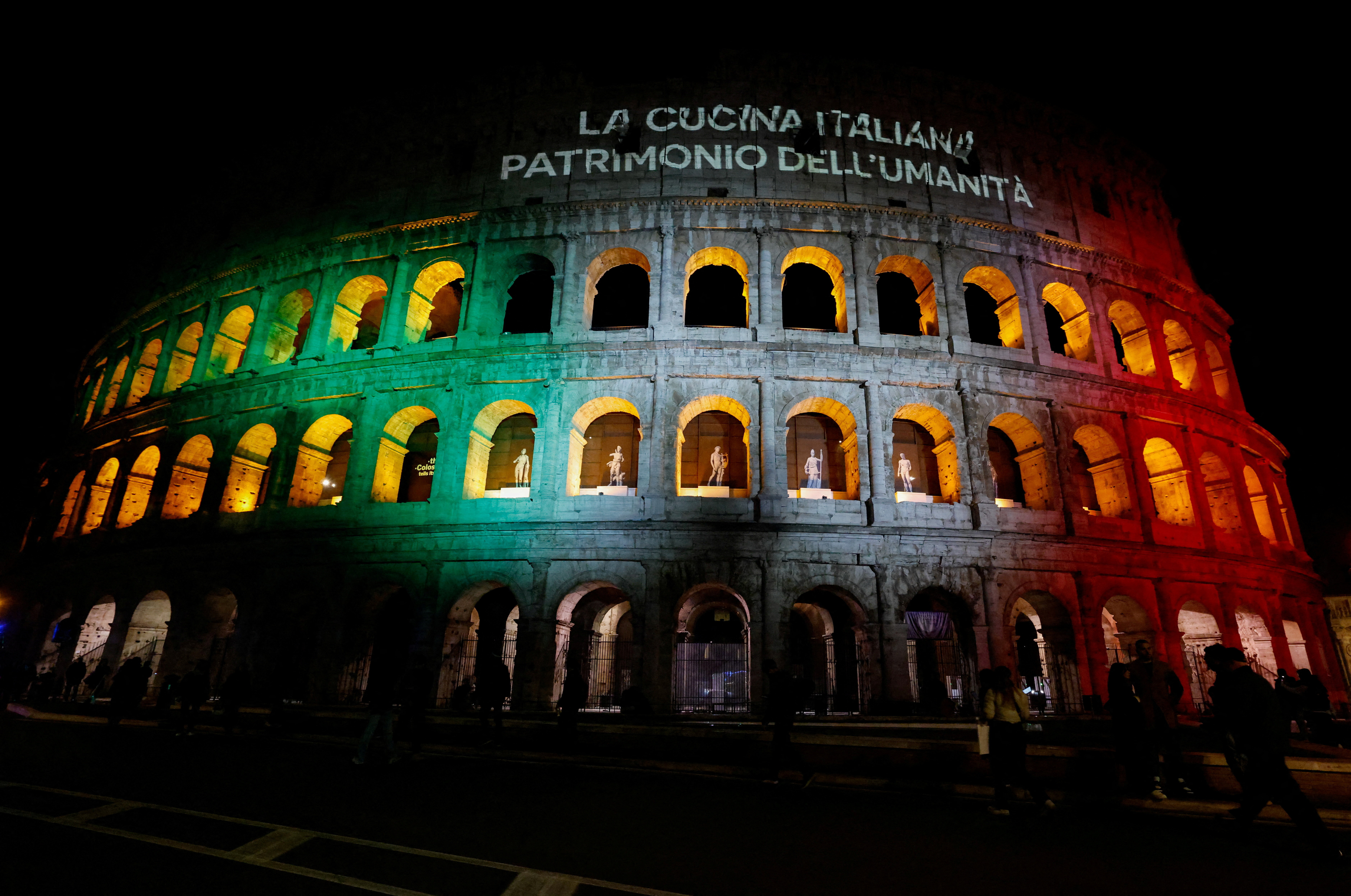 The Colosseum is illuminated during a special light installation