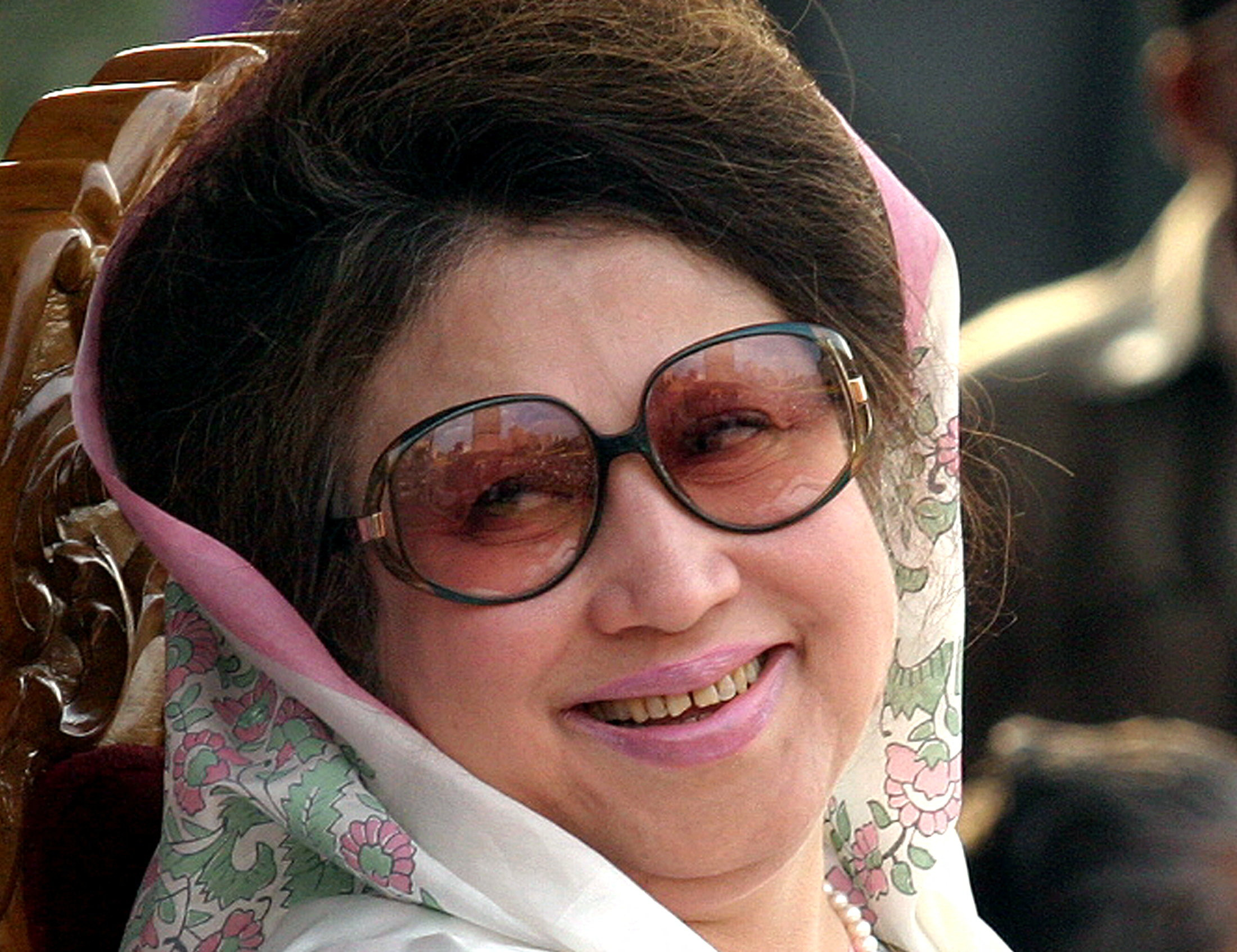 Bangladesh's former Prime Minister Begum Khaleda Zia smiles.
