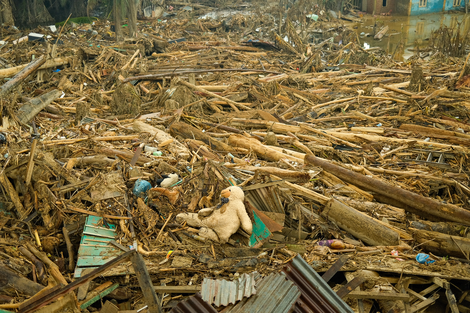 Thousands of logs washed up, pushed into villages during the floods. Environmental groups say deforestation on the island of Sumatra has made communities more vulnerable to extremely severe natural disasters because the capacity of the ecosystem to absorb water has been undermined.