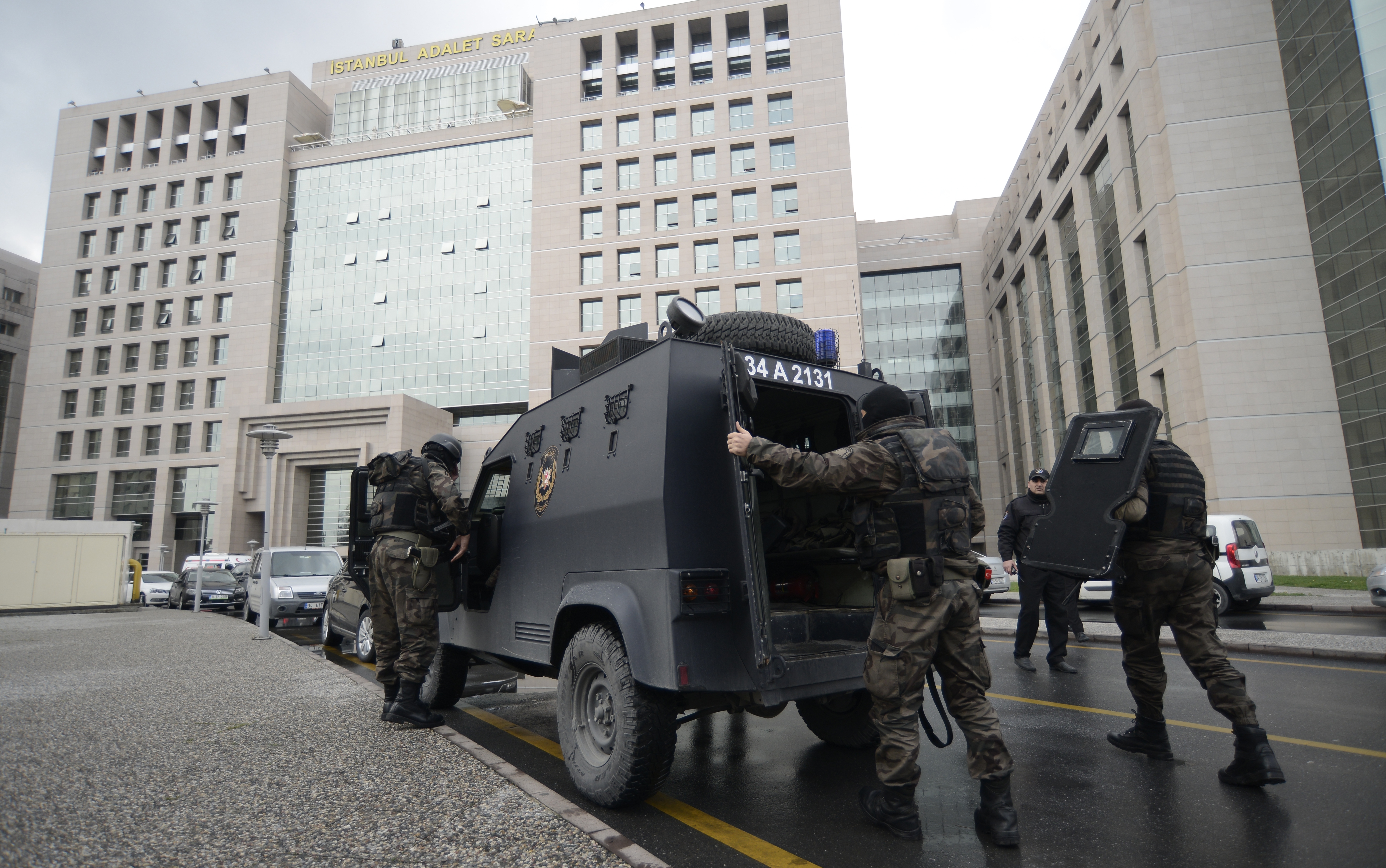Members of a Turkish special forces unit with their vehicle.