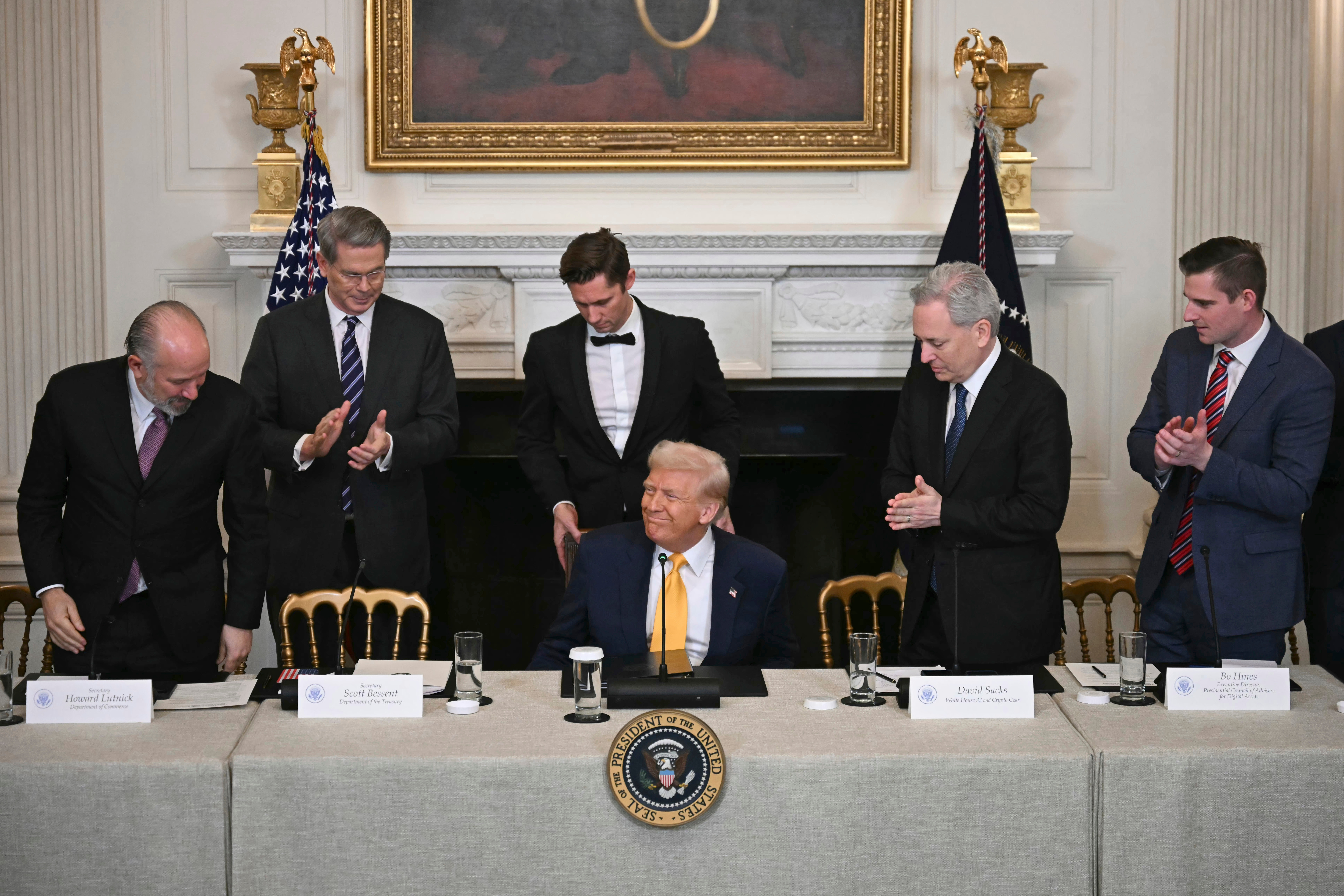Donald Trump at a cryptocurrency roundtable