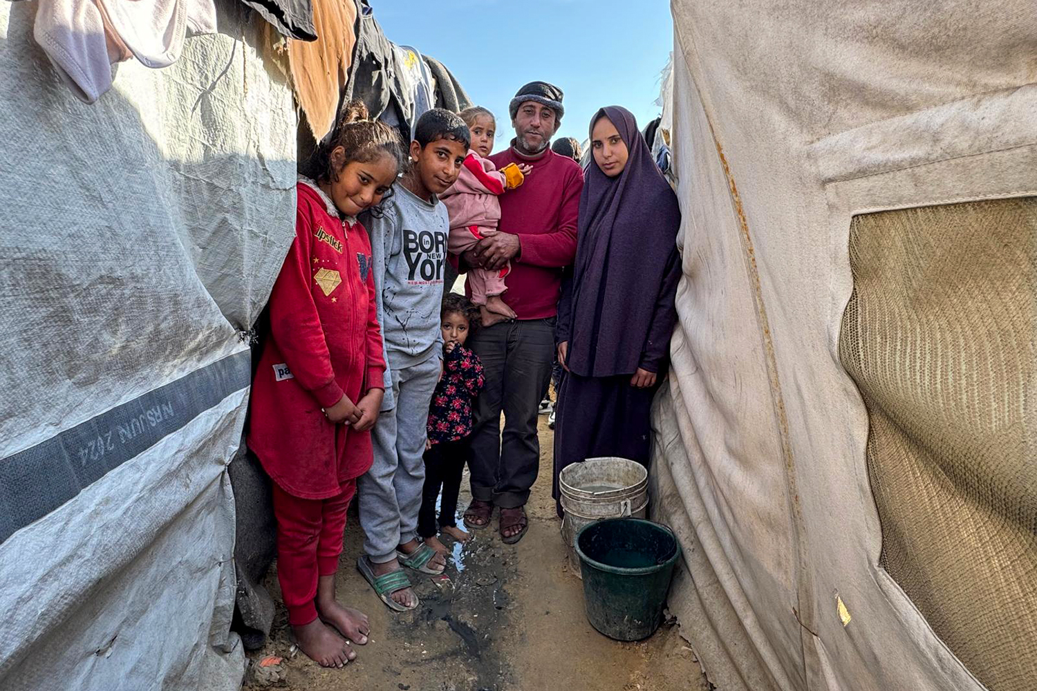 Family after Gaza storm.