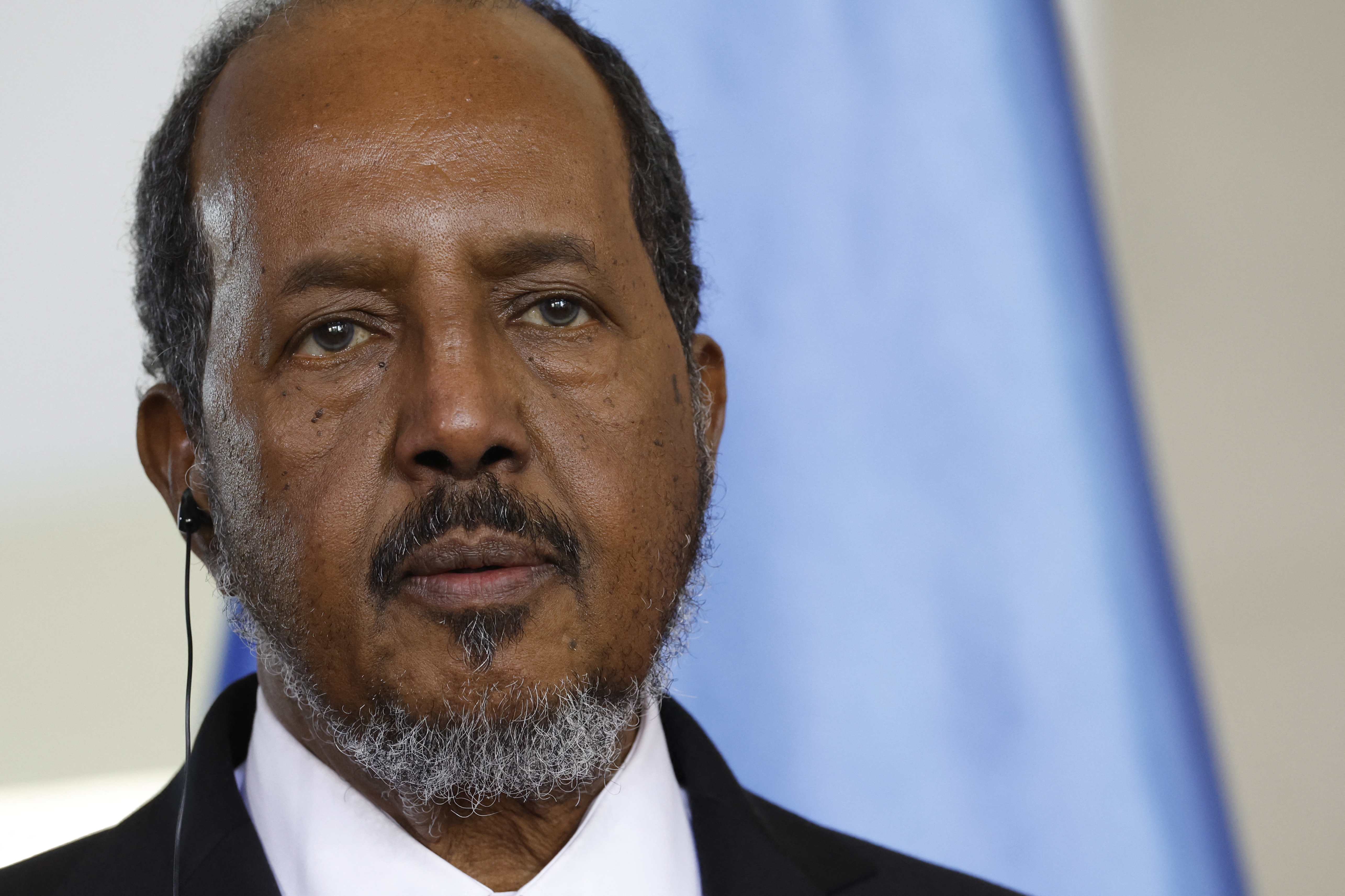 (FILES) Somalia's President Hassan Sheikh Mohamud delivers a joint press conference with the German Chancellor after talks at the Chancellery in Berlin, on November 5, 2024.