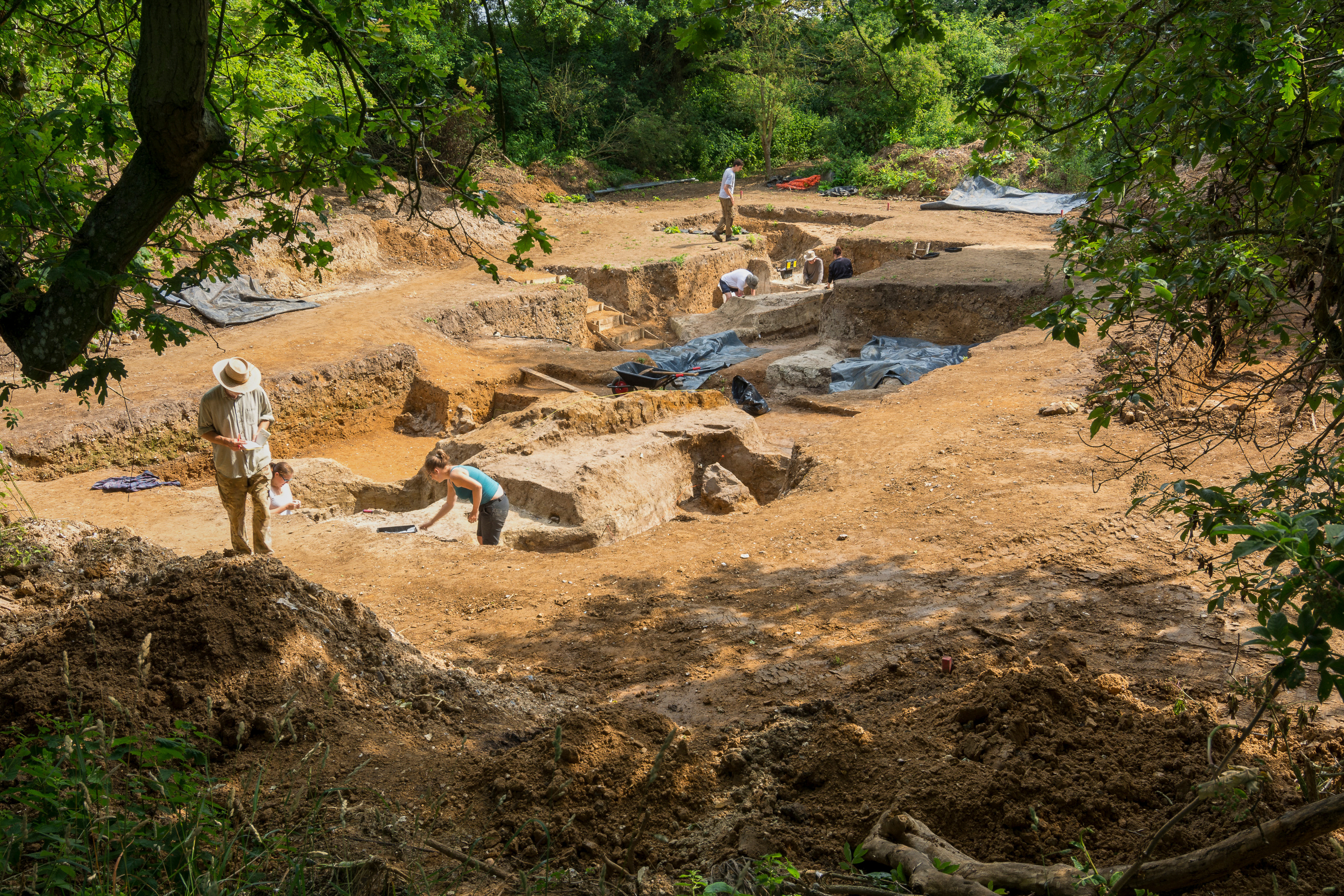Excavation site of 400,000 year old pond sediments at Barnham, Suffofk, England. (Credit Jordan Mansfield/Pathways to Ancient Britain Project via AP)