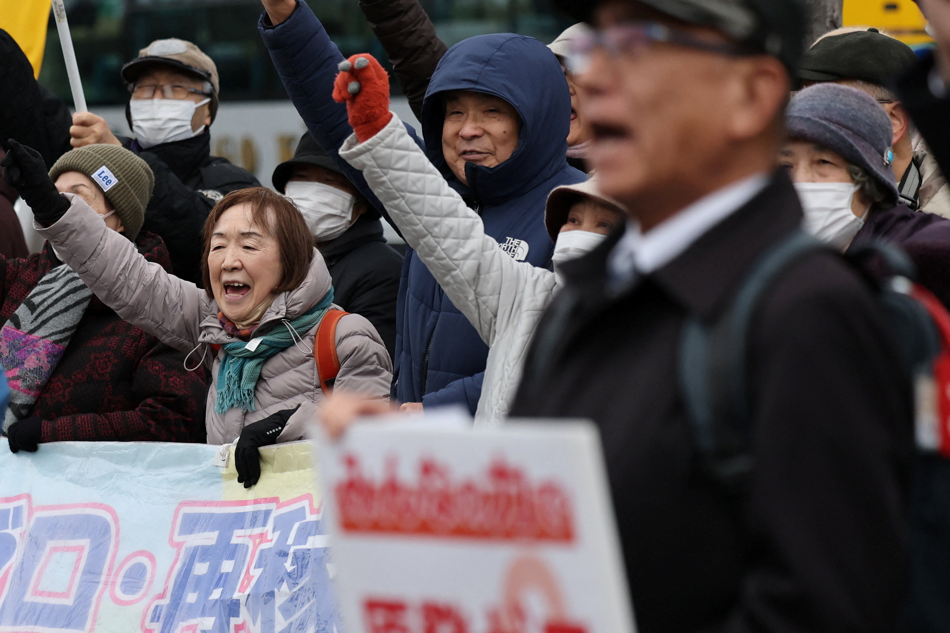 Local residents and survivors of the Fukushima disaster protest against the reopening of Kashiwazaki-Kariwa