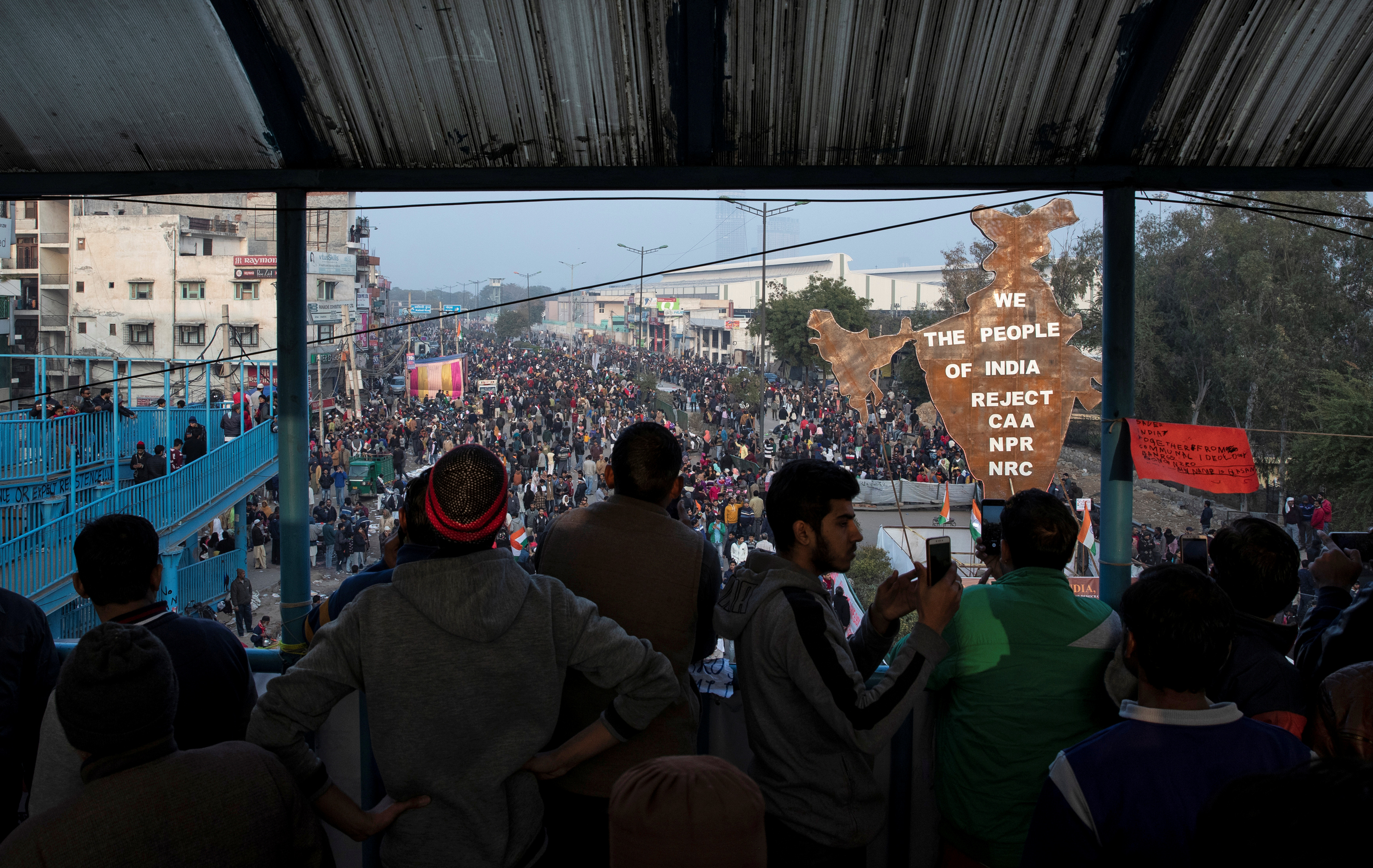 Demonstrators attend a protest against a new citizenship law in Shaheen Bagh in New Delhi, India, on January 19, 2020