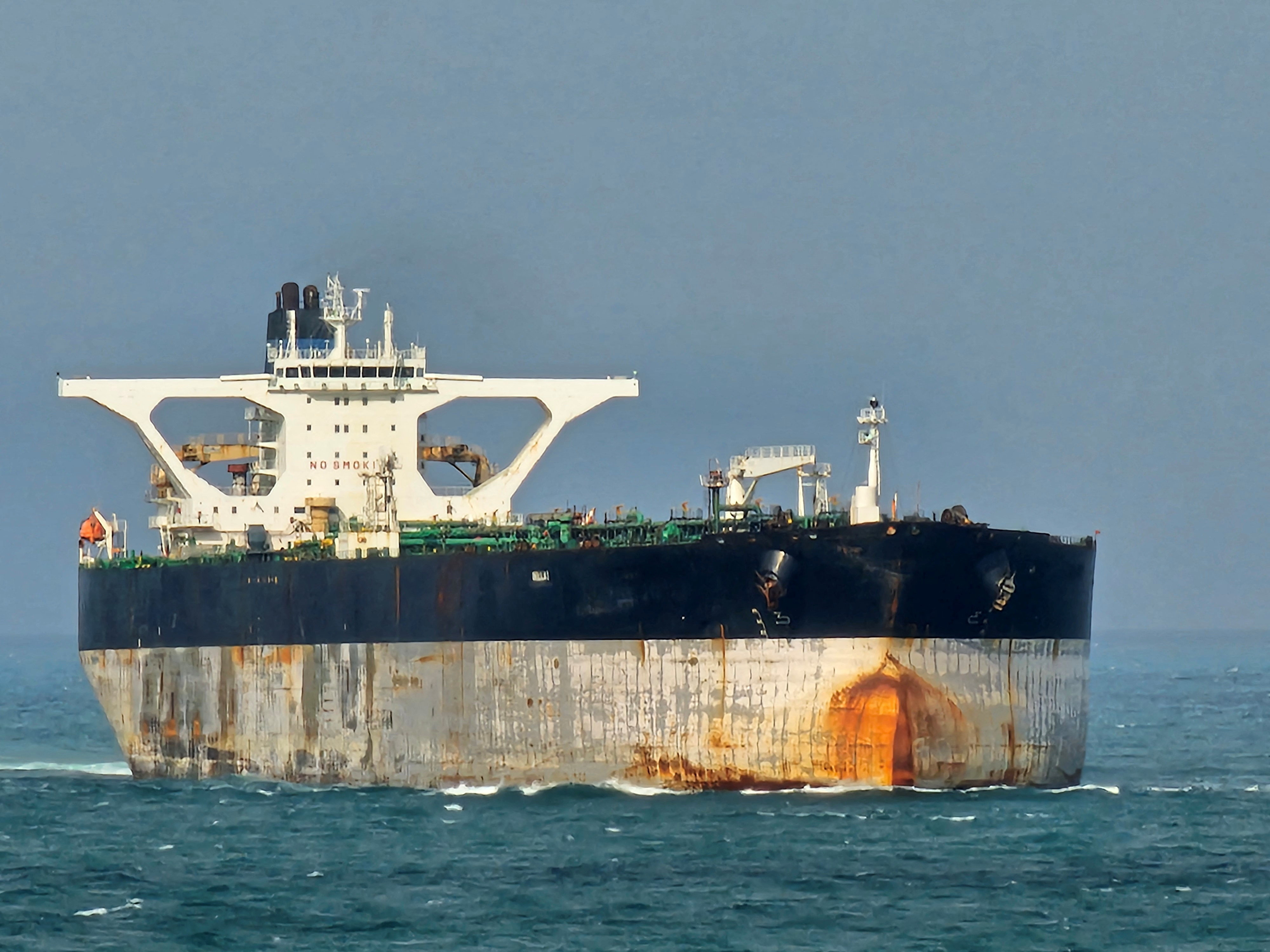 A tanker at sea.