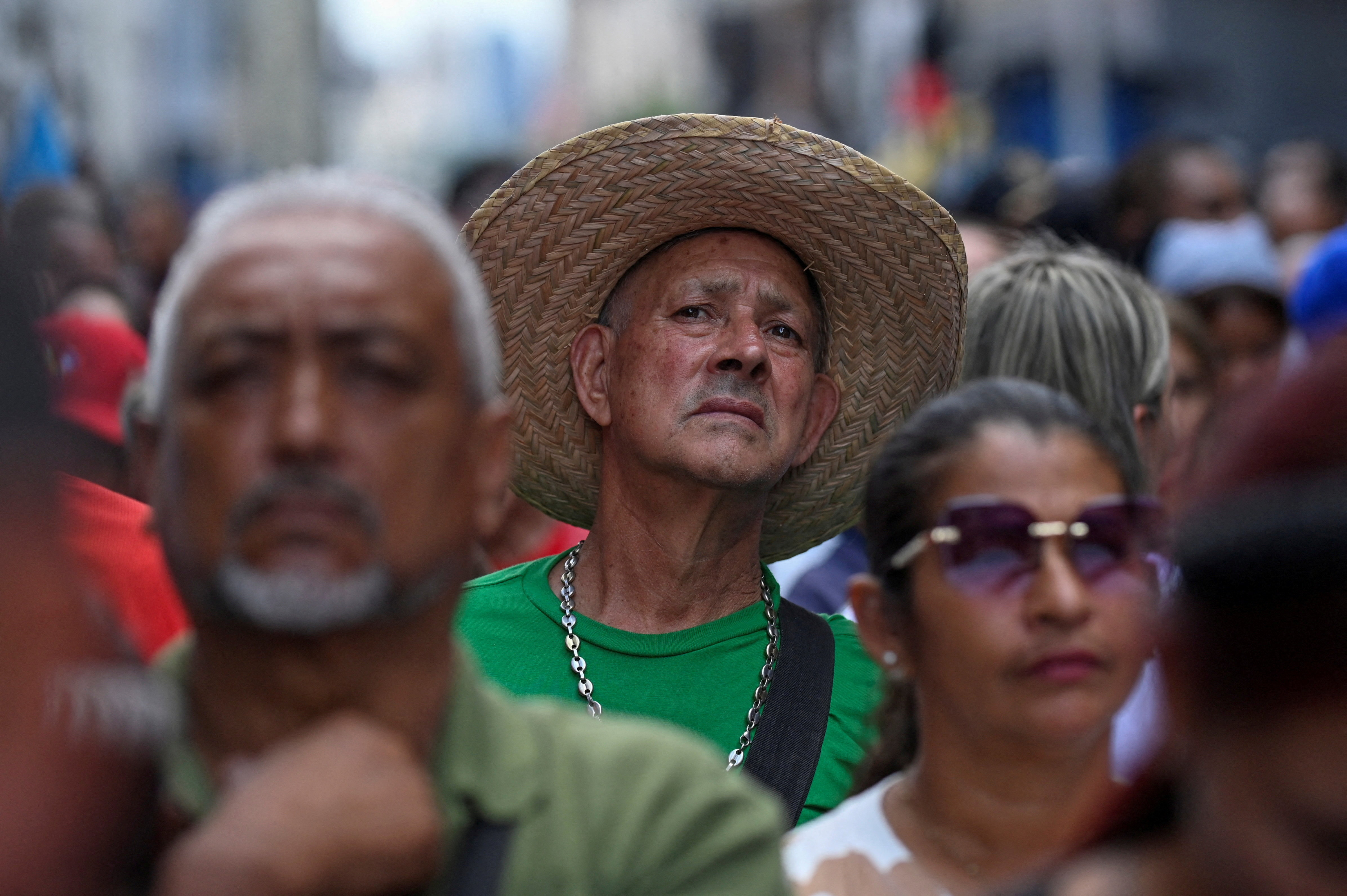 A demonstrator looks on during a march outside the National Assembly on the day Vice President Delcy Rodriguez was formally sworn in as Venezuela's interim president, as U.S.-deposed President Nicolas Maduro appeared in a New York court after the Trump administration removed him from power, in Caracas, Venezuela January 5, 2026. REUTERS/Maxwell Briceno TPX IMAGES OF THE DAY