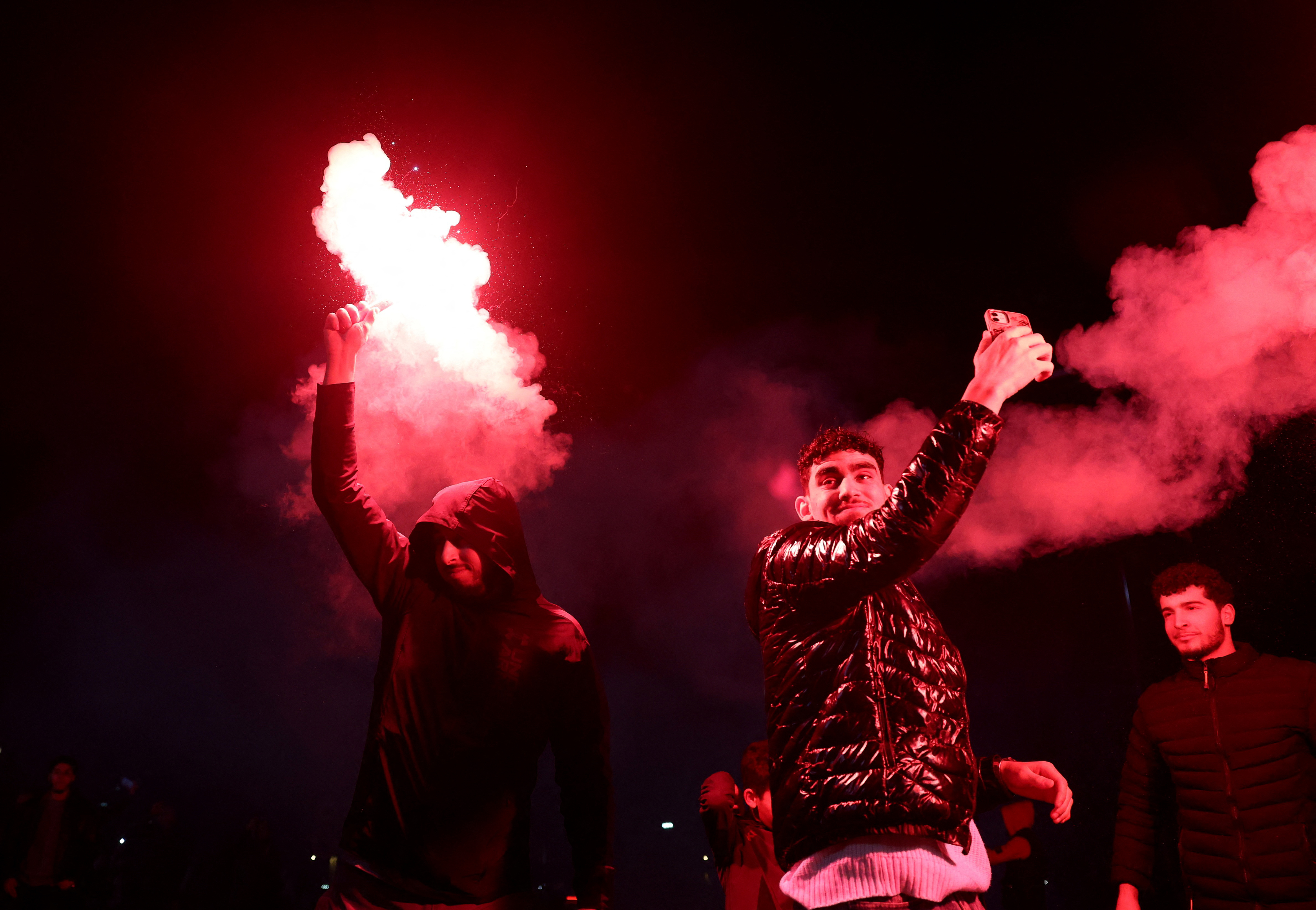 Morocco and Senegal celebrate advancing to the AFCON final showdown