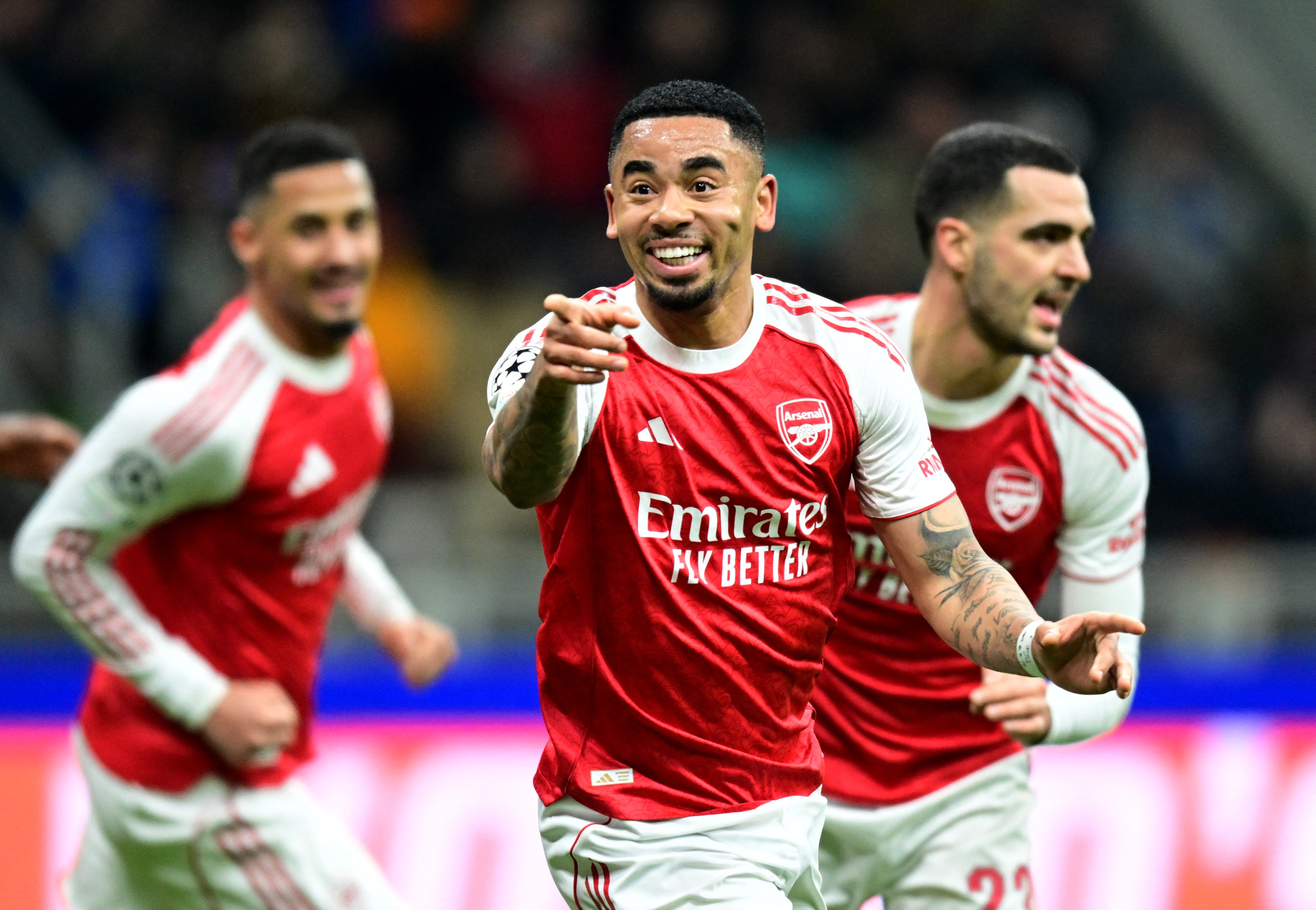 Arsenal's Gabriel Jesus celebrates scoring their second goal
