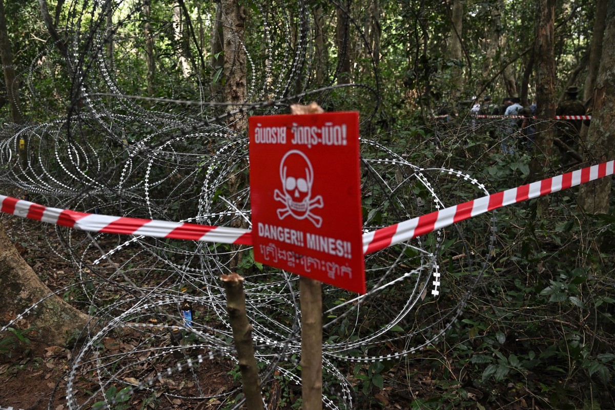 Barbed wire along the Thai-Cambodia border.