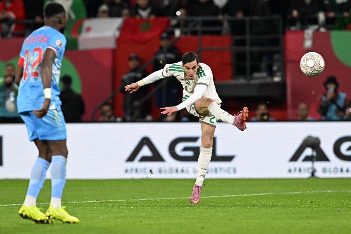 Algeria's Adil Boulbina scores their 2025 AFCON last 16 winning goal against DR Congo