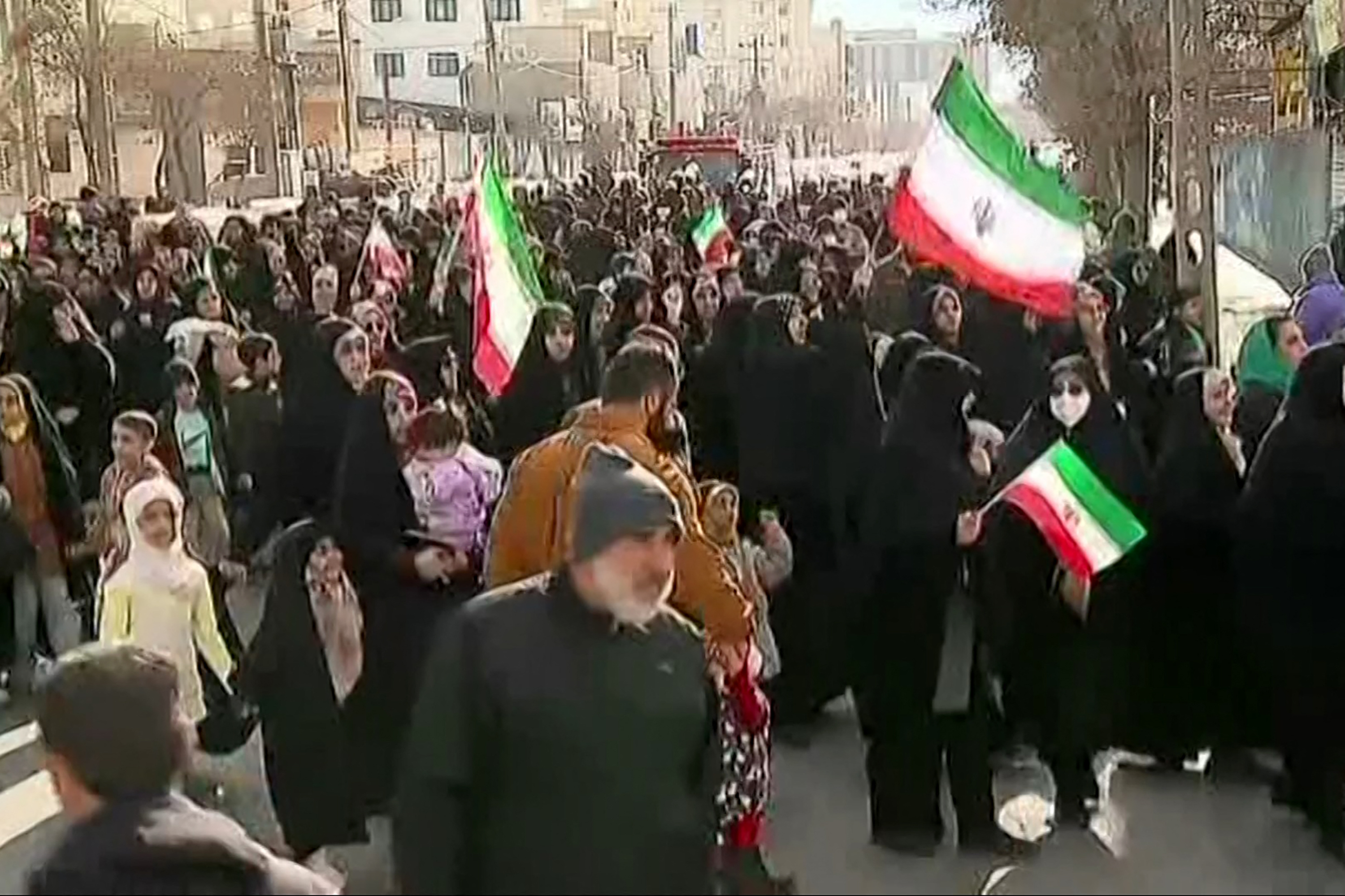 This grab taken from handout video footage released by Iran Press