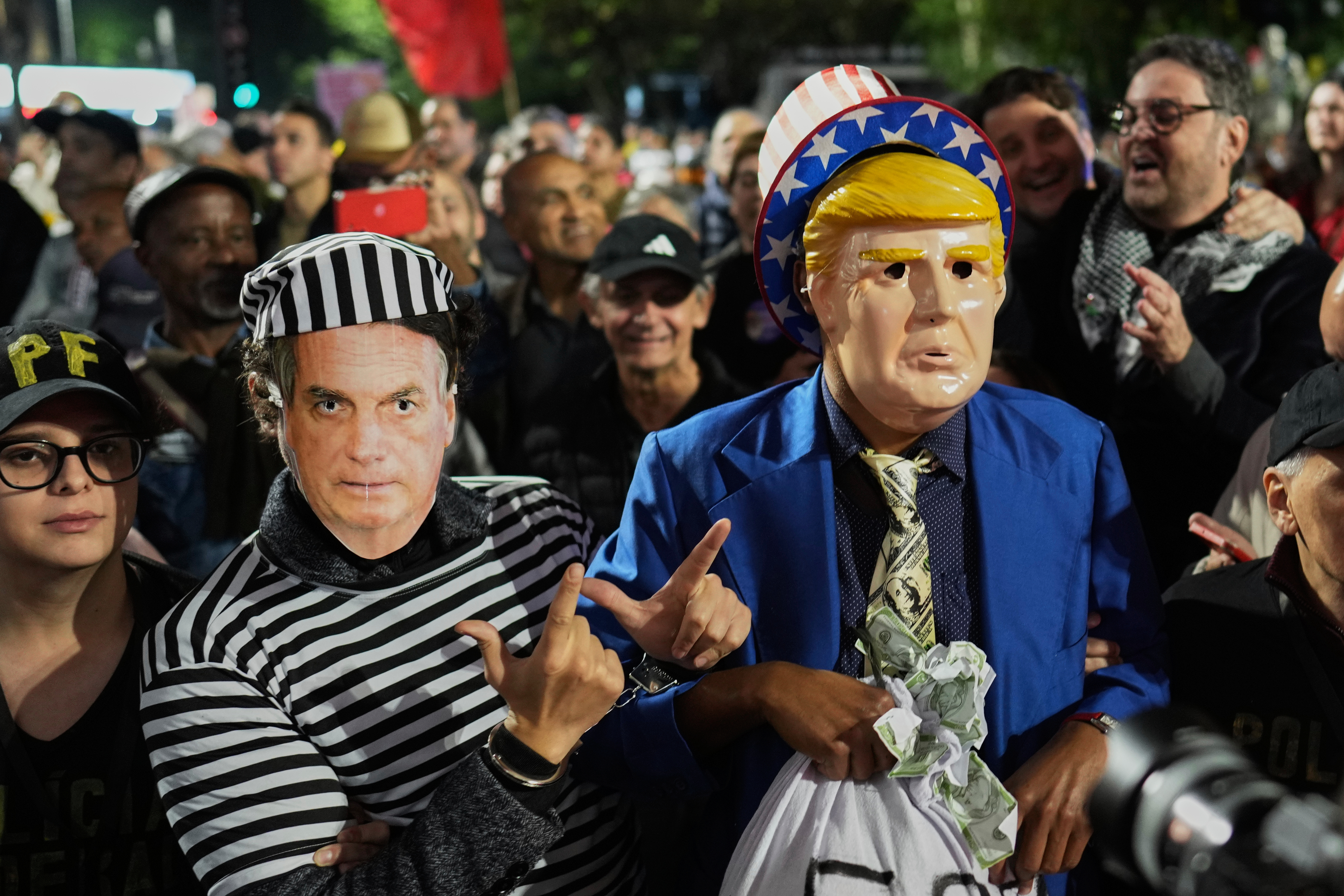 Anti-Trump and anti-Bolsonaro protesters in Brazil.
