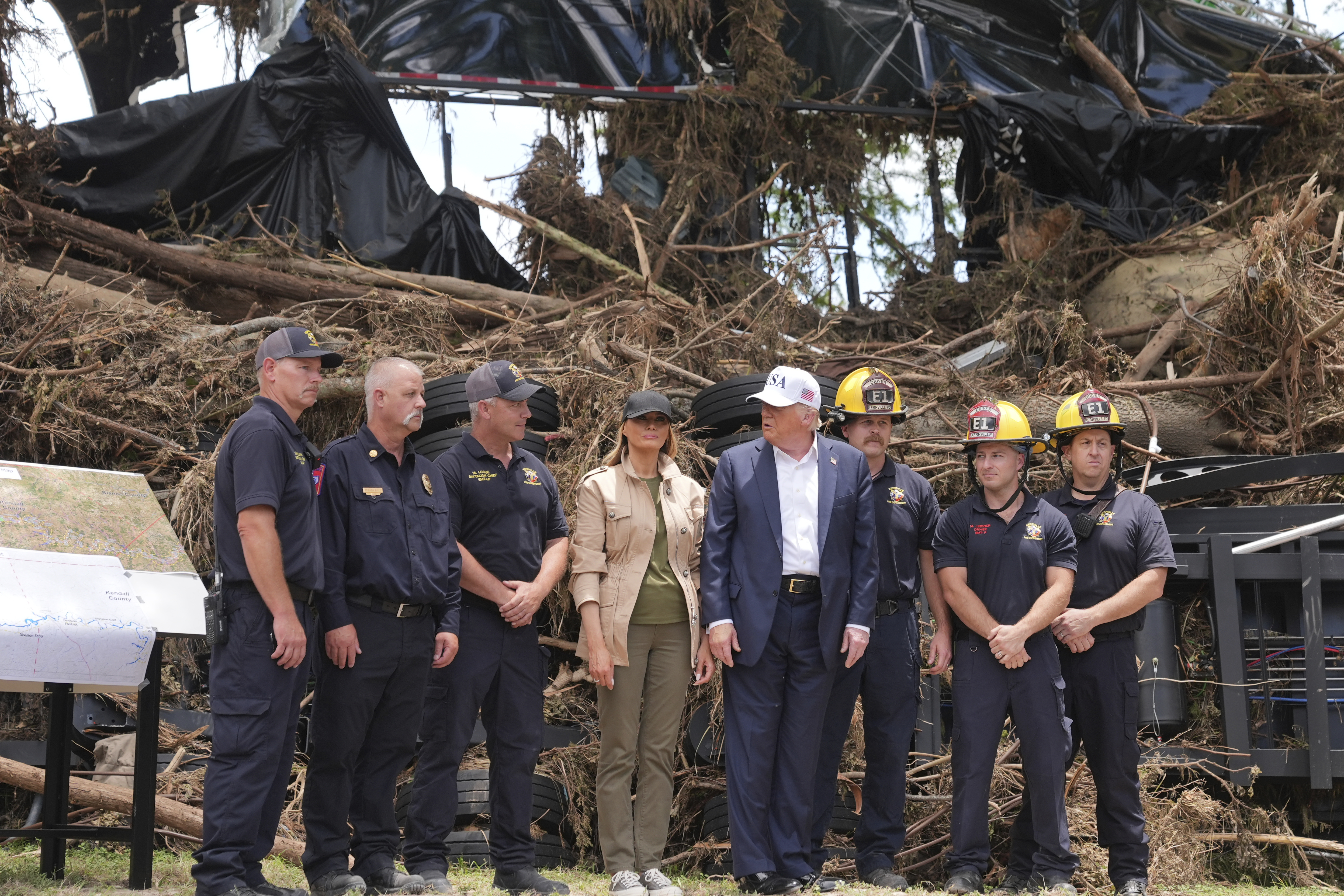 Trump and Melania visit flood-ravaged Kerrville, Texas