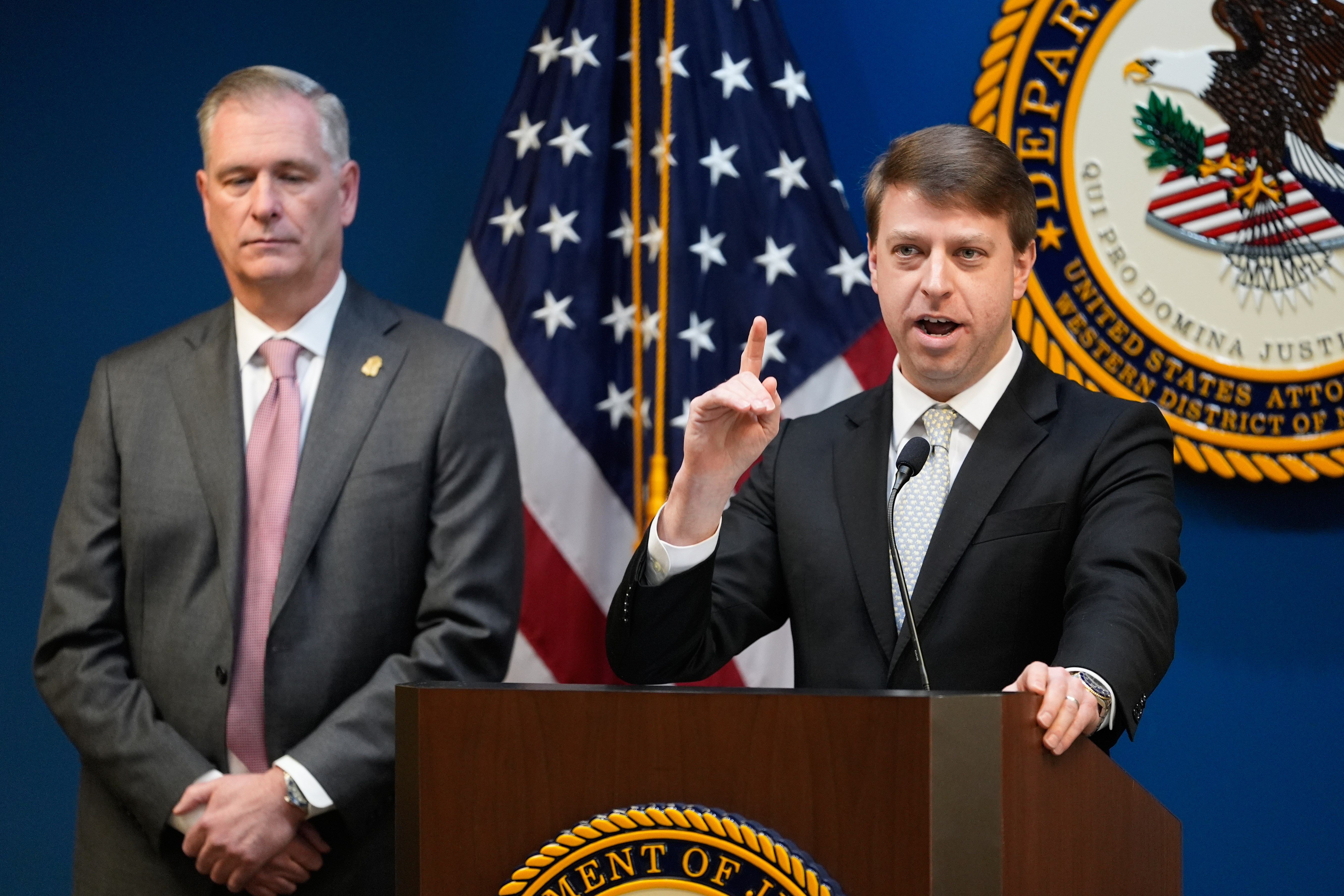 US Attorney Russ Ferguson leads a news conference