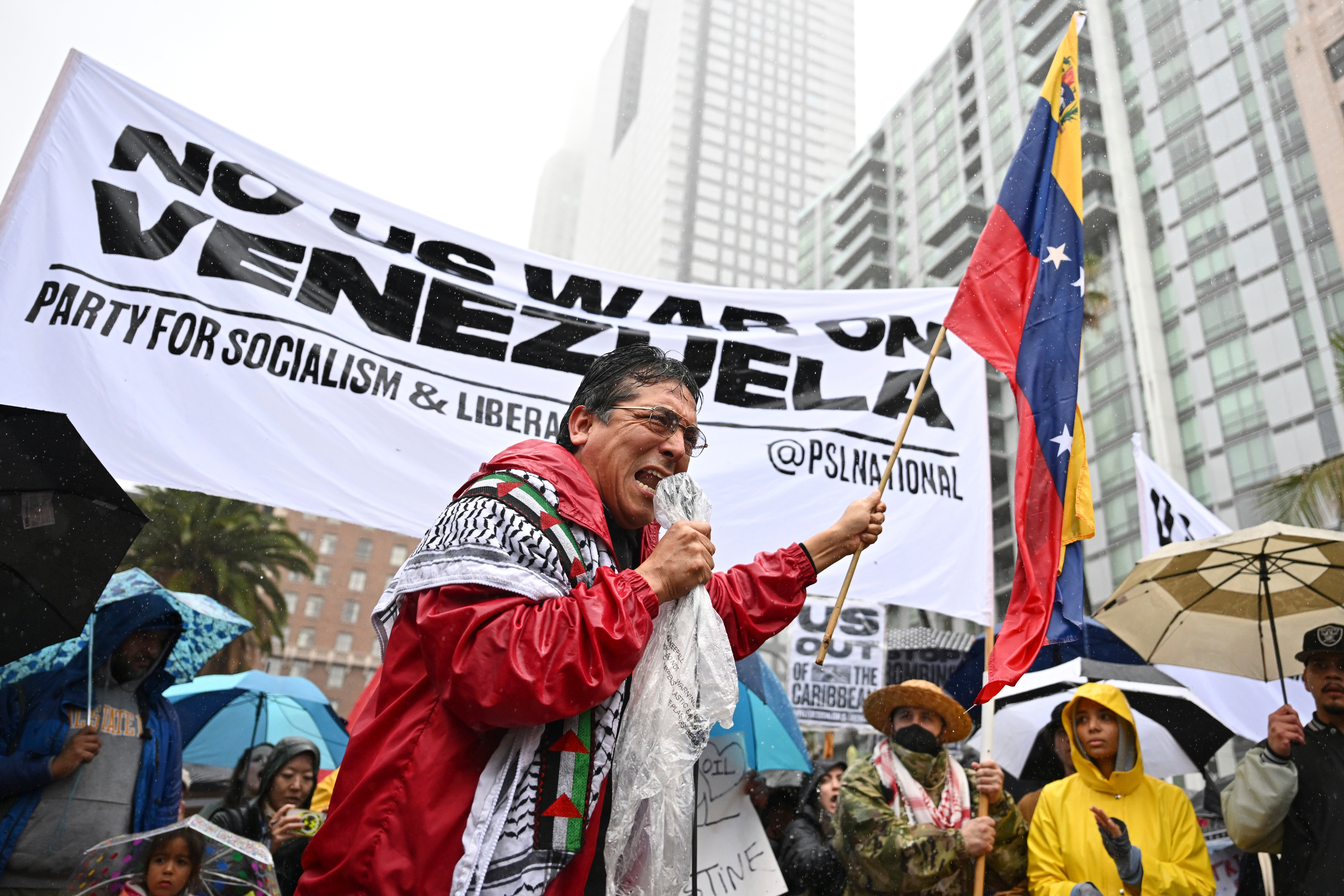 Protesters denounce the US attack on Venezuela