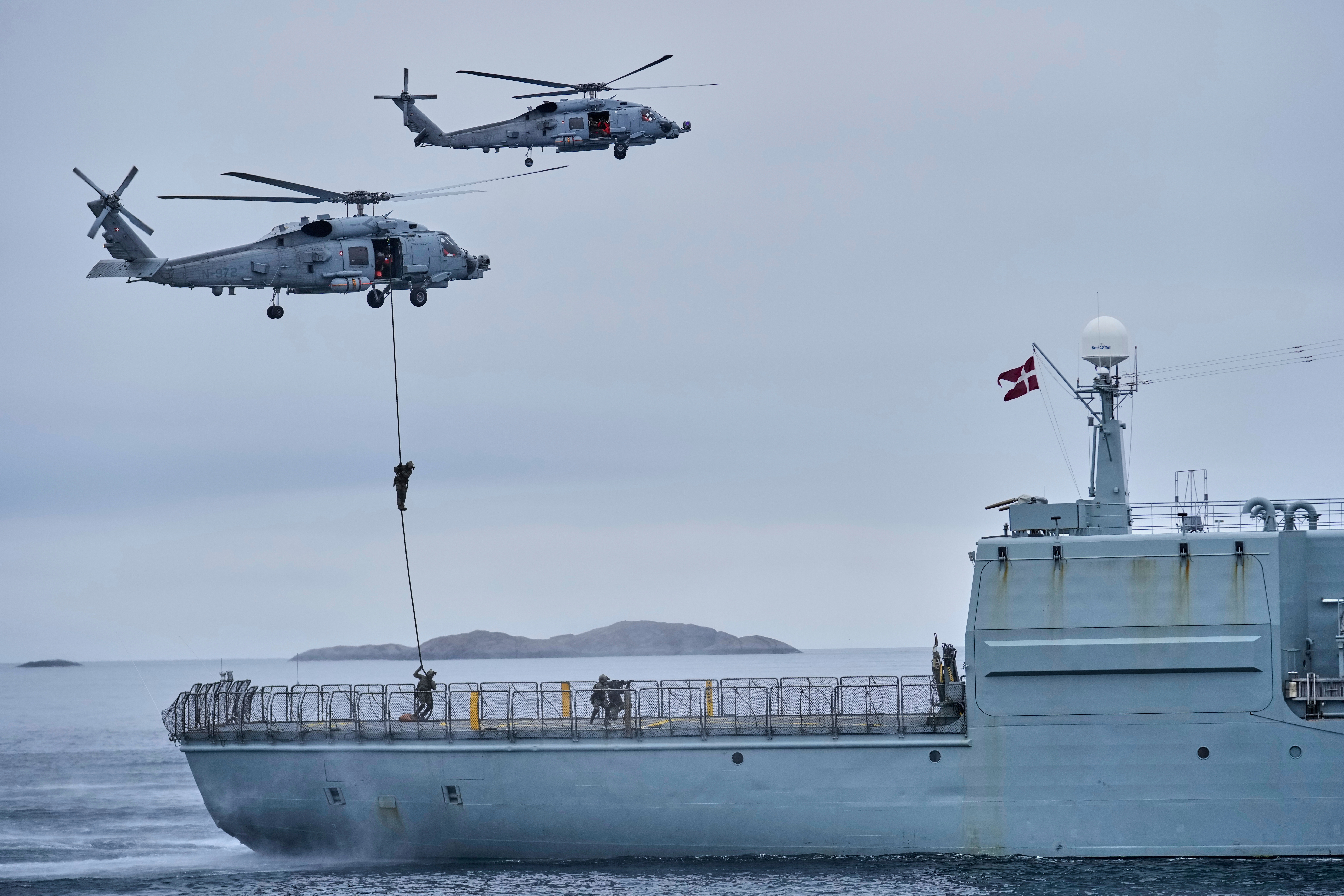 Danish military forces participate in an exercise with hundreds of troops from several European NATO members in the Arctic Ocean in Nuuk, Greenland, Sept. 15, 2025.