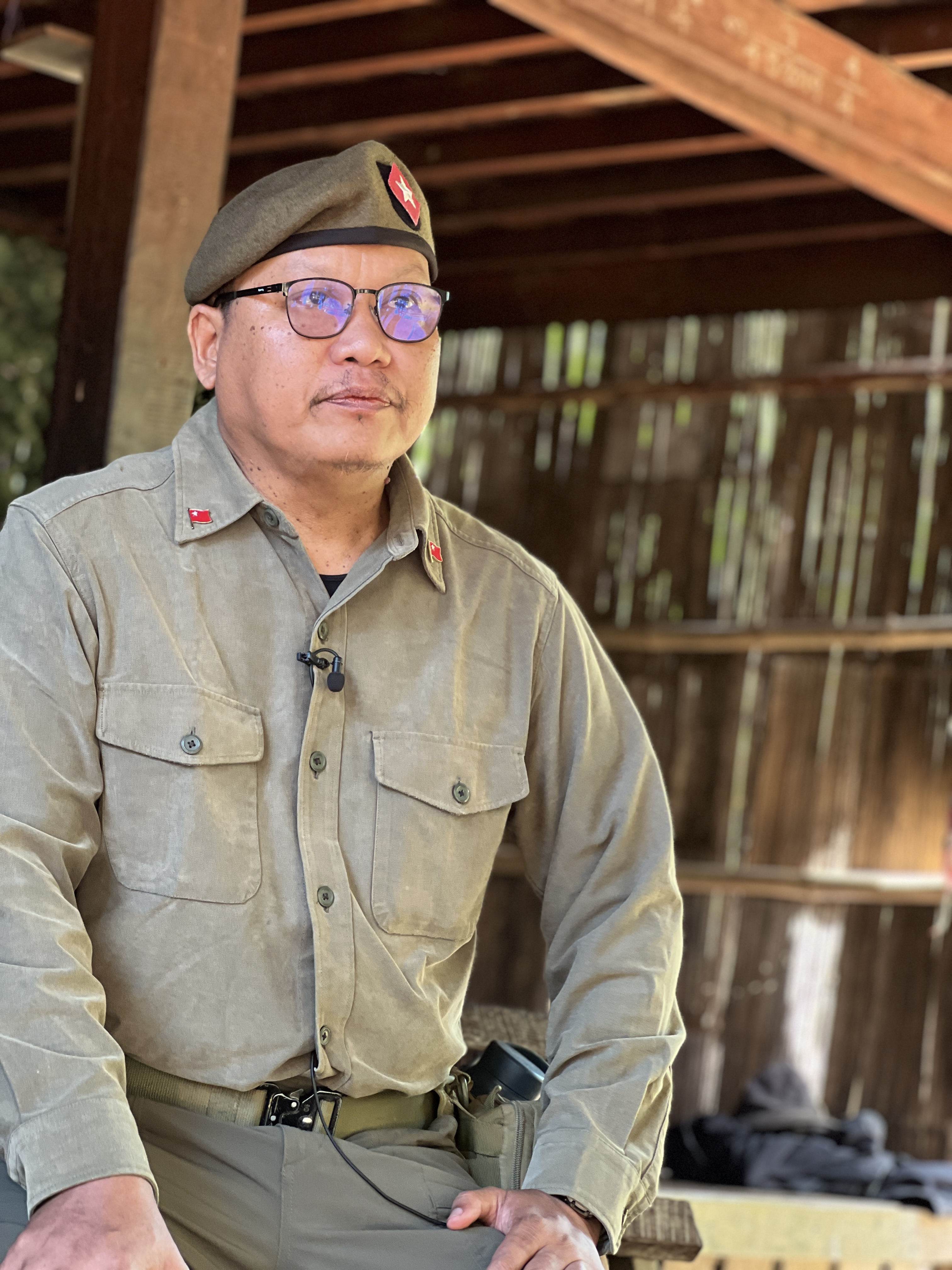 Tin Oo, commander of the People’s Defence Force, a rebel group trying to push the government out of the area
