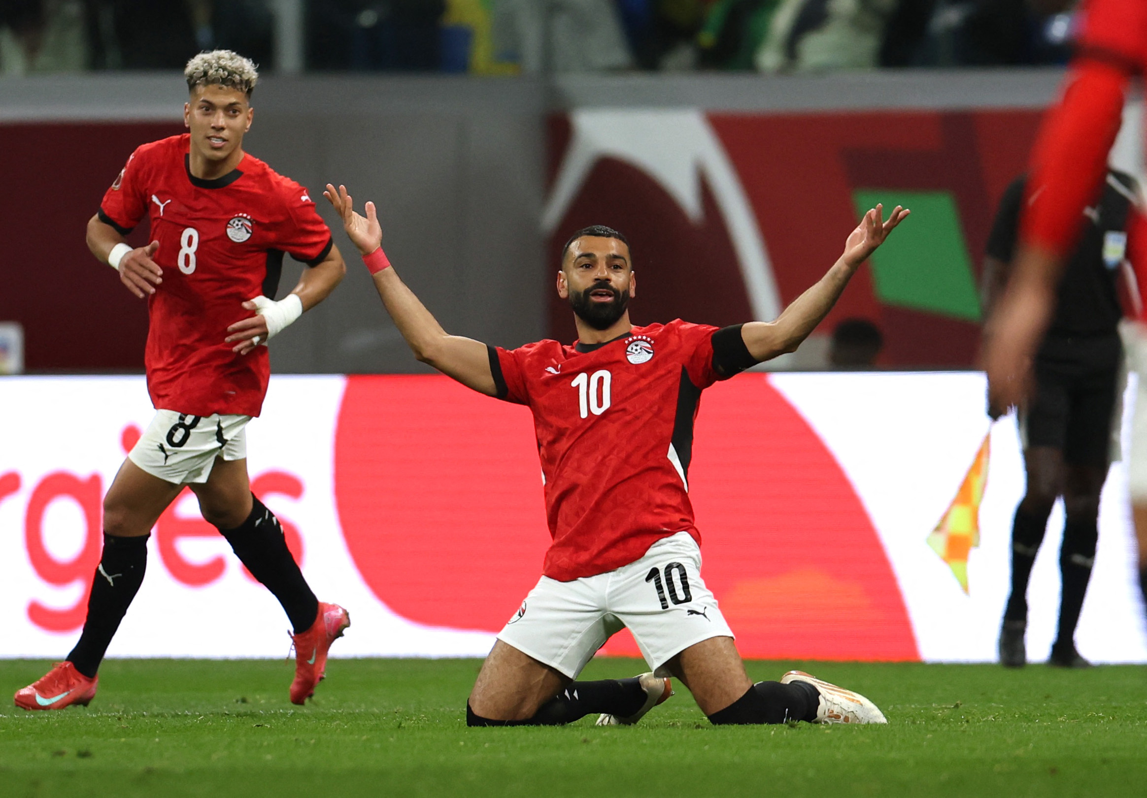 Soccer Football - CAF Africa Cup of Nations - Morocco 2025 - Semi Final - Senegal v Egypt - Tangier Grand Stadium, Tangier, Morocco - January 14, 2026 Egypt's Mohamed Salah reacts REUTERS/Amr Abdallah Dalsh