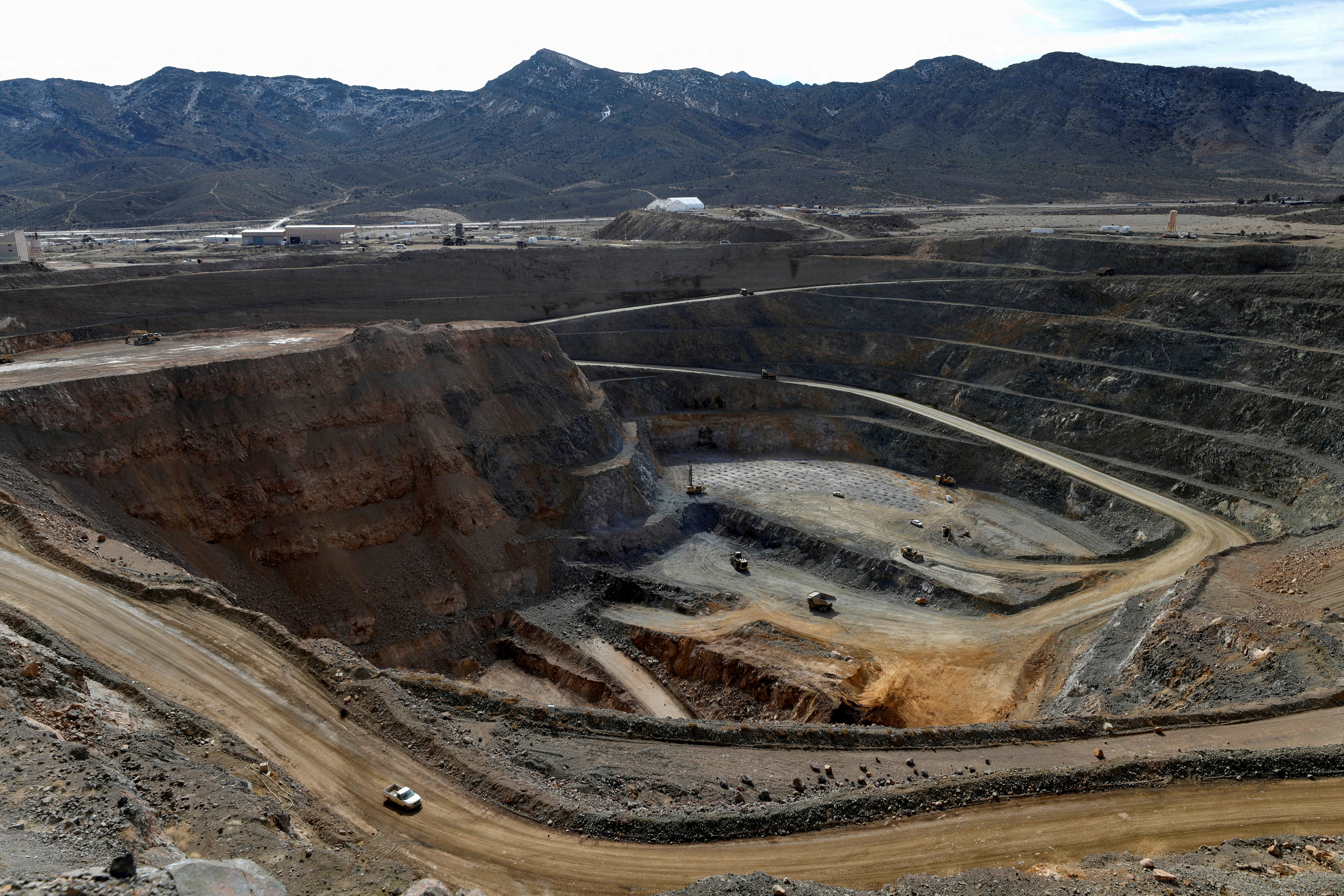 FILE PHOTO: A view of the MP Materials rare earth open-pit mine in Mountain Pass, California, U.S. January 30, 2020. REUTERS/Steve Marcus/File Photo