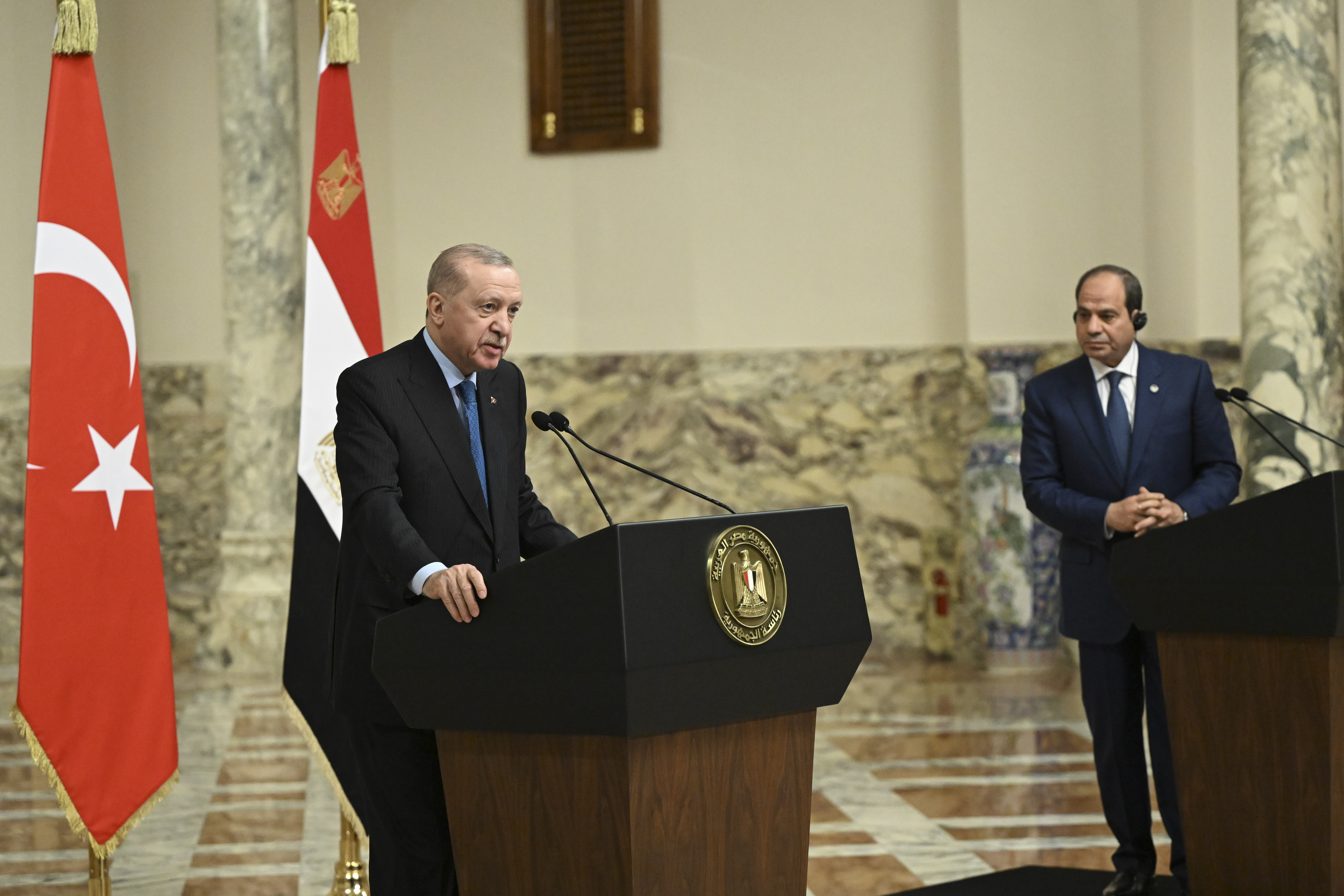 CAIRO, EGYPT - FEBRUARY 4: Turkish President Recep Tayyip Erdogan and Egypt President Abdel Fattah el-Sisihold a joint press conference following after their meeting on February 4, 2026, in Cairo, Egypt. ( Doğukan Keskinkılıç - Anadolu Agency )