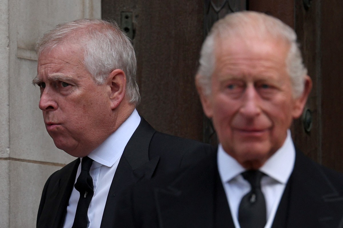 Britain's Prince Andrew, Duke of York (L) and Britain's King Charles III leave following a requiem mass, a Catholic funeral service, for the late Katharine, Duchess of Kent, at Westminster Cathedral in London on September 16, 2025. Britain's former prince Andrew has moved out of his luxurious home on the royal family's Windsor estate under cover of darkness, media reports said on February 4, 2026, as newly released documents threatened fresh scandal over his links to the late sex offender Jeffrey Epstein.