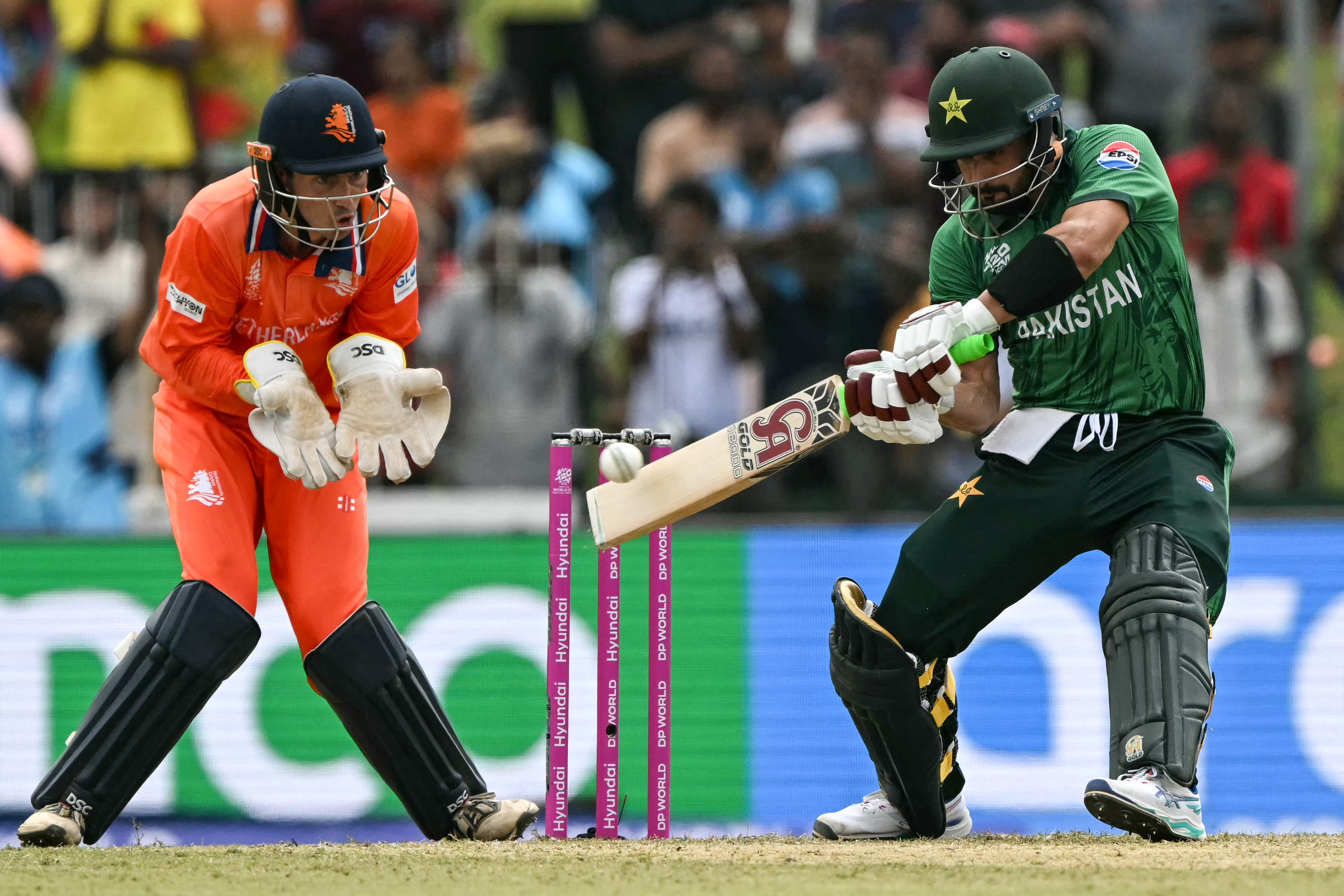 Pakistan's Sahibzada Farhan in action.