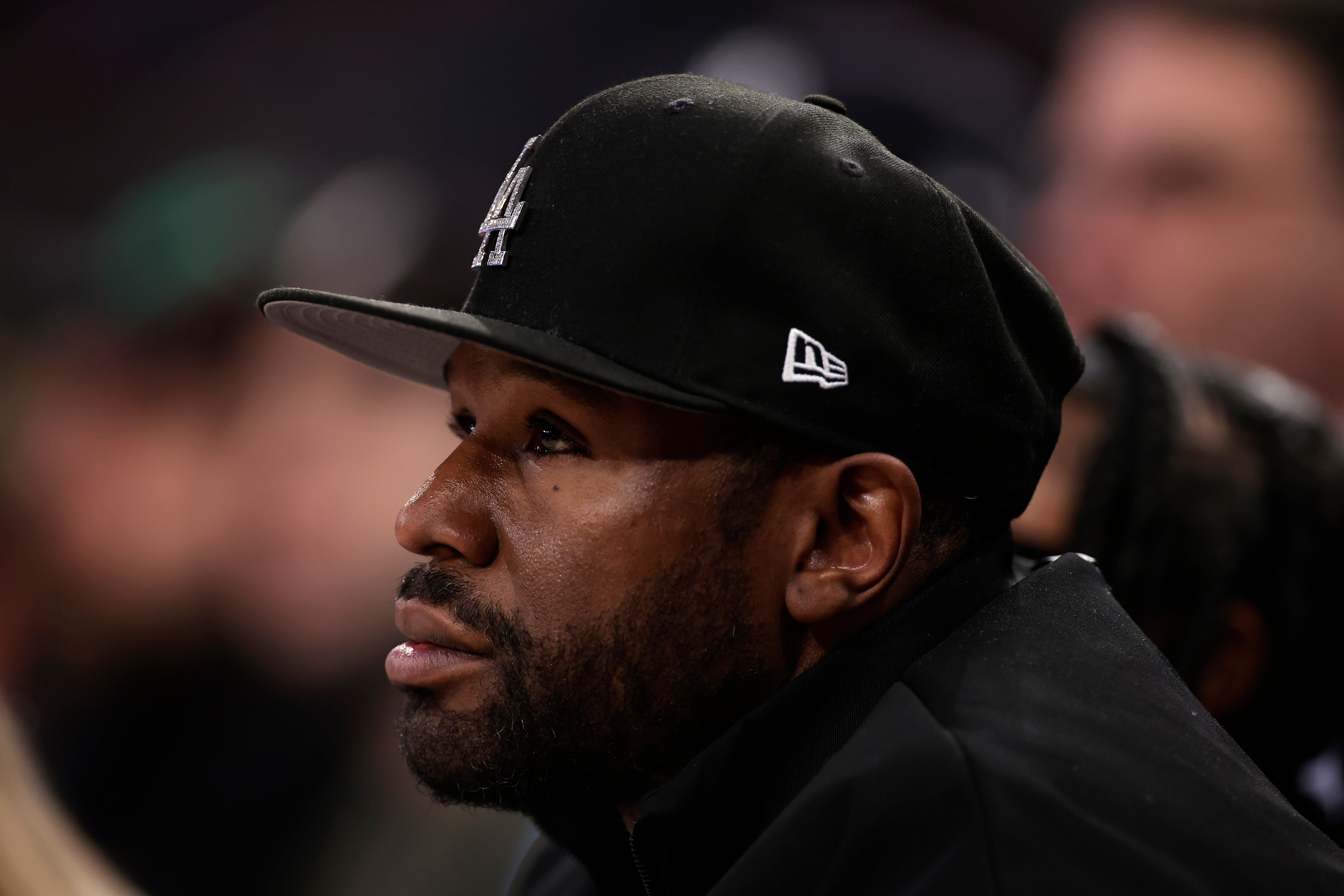 Floyd Mayweather Jr reacts.