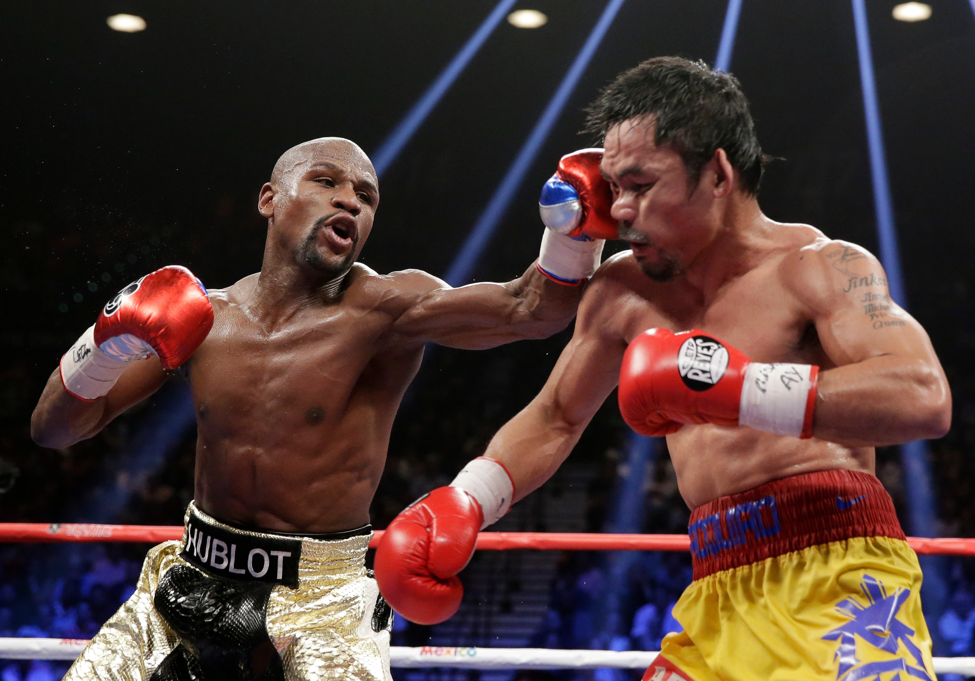 Mayweather, left, is undefeated as a professional and is widely considered one of the greatest boxers of all time