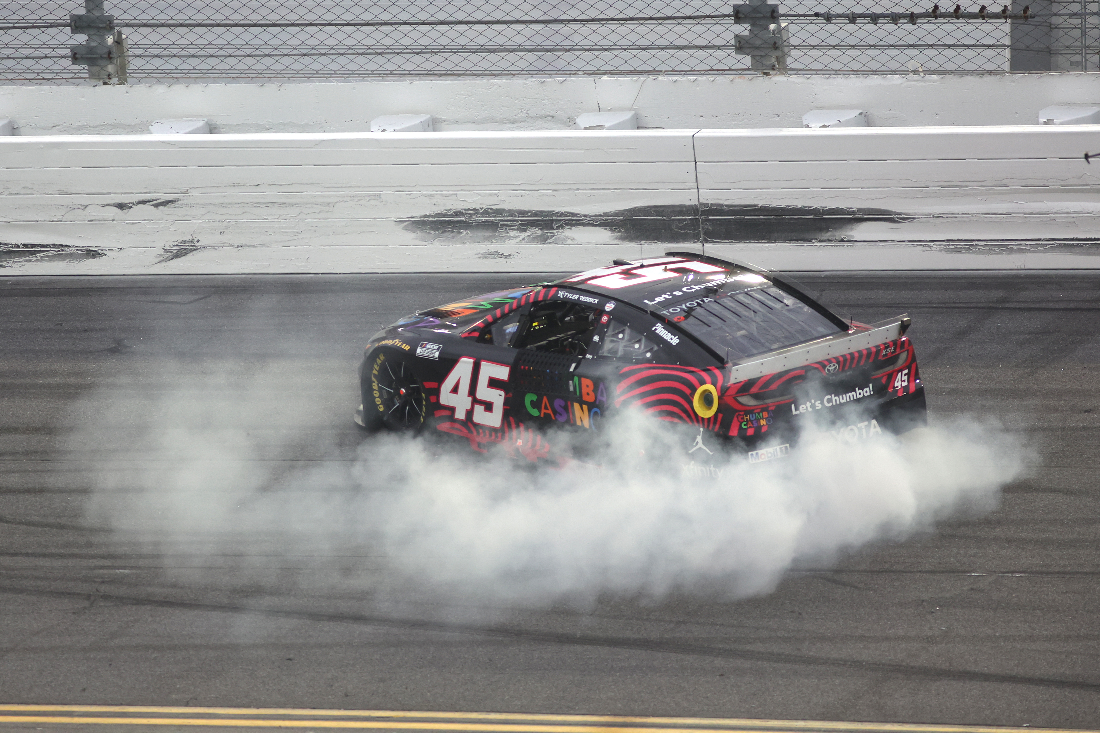 Tyler Reddick celebrates.