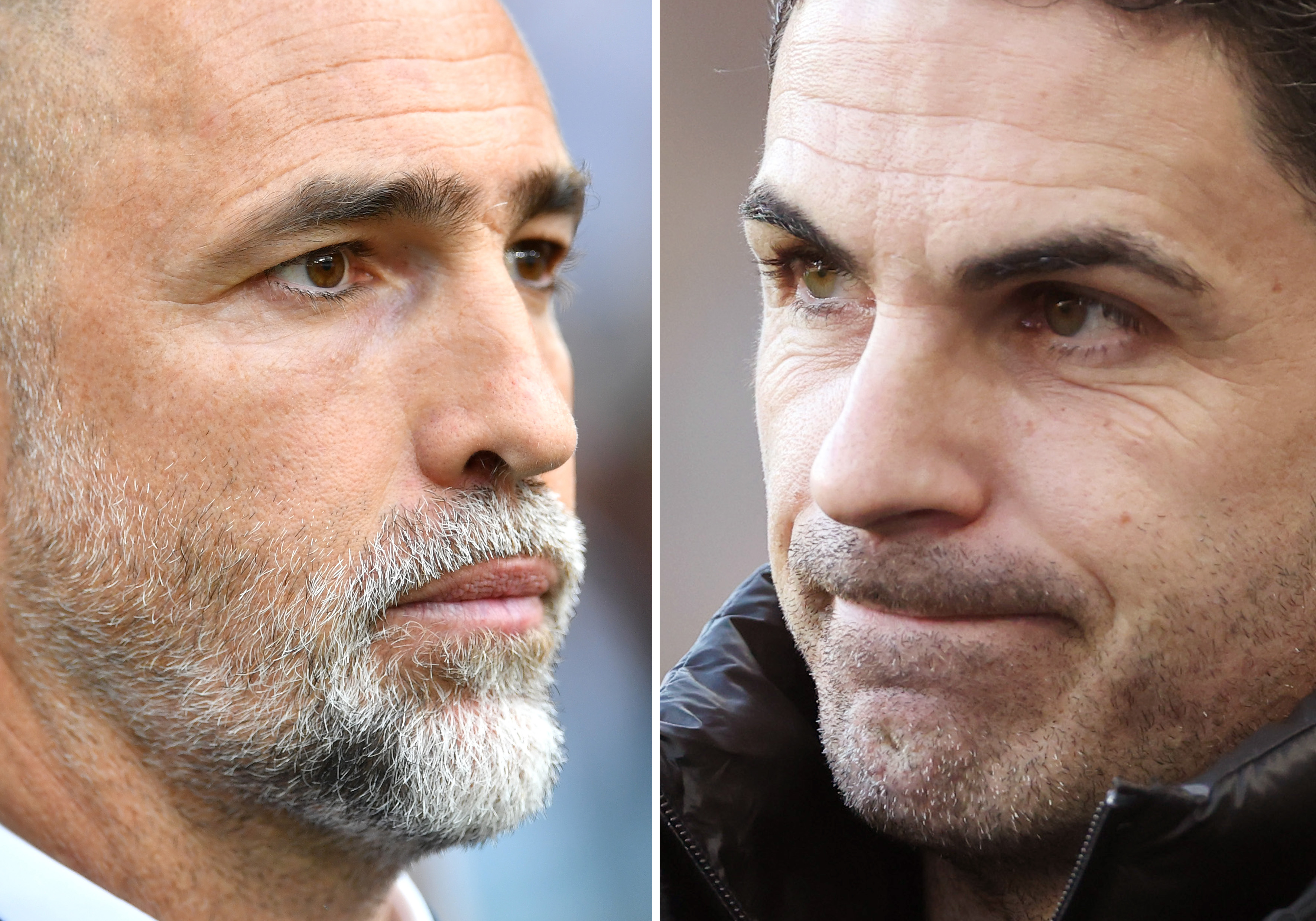 FILE PHOTO (EDITORS NOTE: COMPOSITE OF IMAGES - Image numbers 2212253717, 2195869045) In this composite image a comparison has been made between Igor Tudor, Head Coach of Tottenham Hotspur (L) and Mikel Arteta, Manager of Arsenal. Tottenham Hotspur and Arsenal meet in the North London derby in a Premier League match on February 22,2026 at the Tottenham Hotspur Stadium in London, England. ***LEFT IMAGE*** TURIN, ITALY - APRIL 27: Igor Tudor, Head Coach of Juventus, looks on prior to the Serie A match between Juventus and Monza at Allianz Stadium on April 27, 2025 in Turin, Italy. (Photo by Valerio Pennicino/Getty Images) ***RIGHT IMAGE*** WOLVERHAMPTON, ENGLAND - JANUARY 25: Mikel Arteta, Manager of Arsenal, looks on prior to the Premier League match between Wolverhampton Wanderers FC and Arsenal FC at Molineux on January 25, 2025 in Wolverhampton, England. (Photo by Naomi Baker/Getty Images)