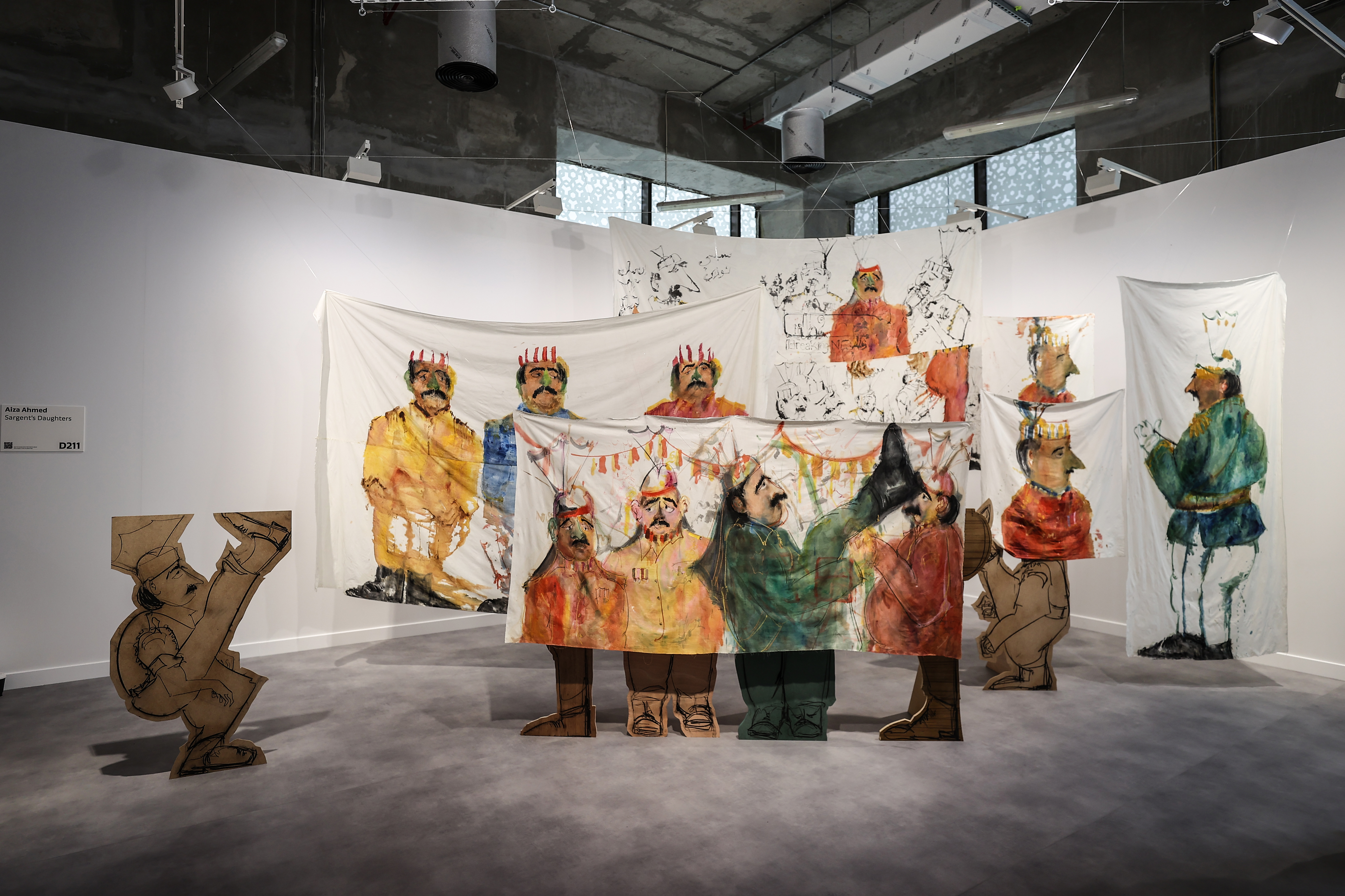 Aiza Ahmed’s mixed media installation at Gallery 1, Doha Design District, Msherib, Art Basel Qatar [Showkat Shafi/Al Jazeera]