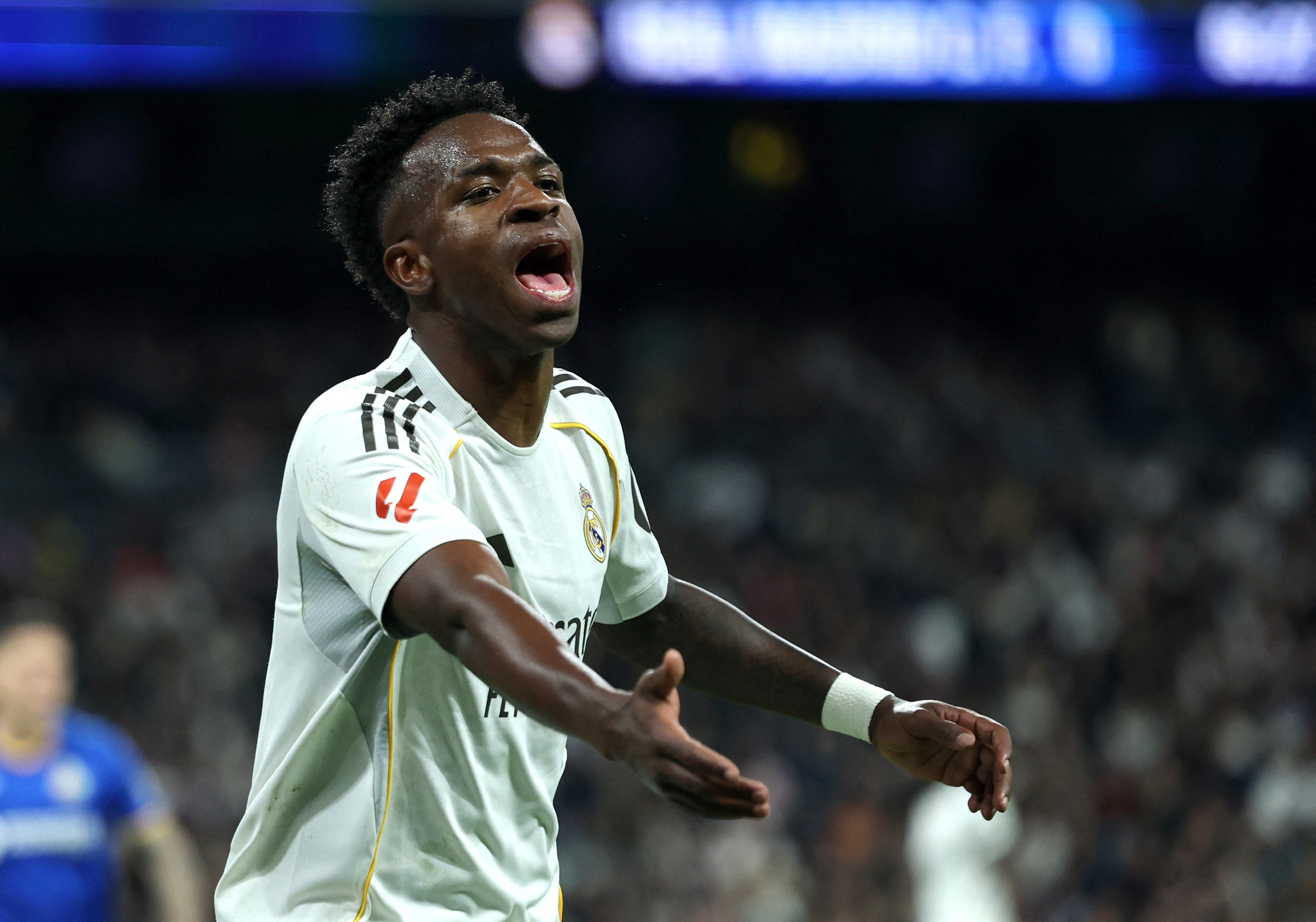 Real Madrid's Vinicius Junior reacts in La Liga
